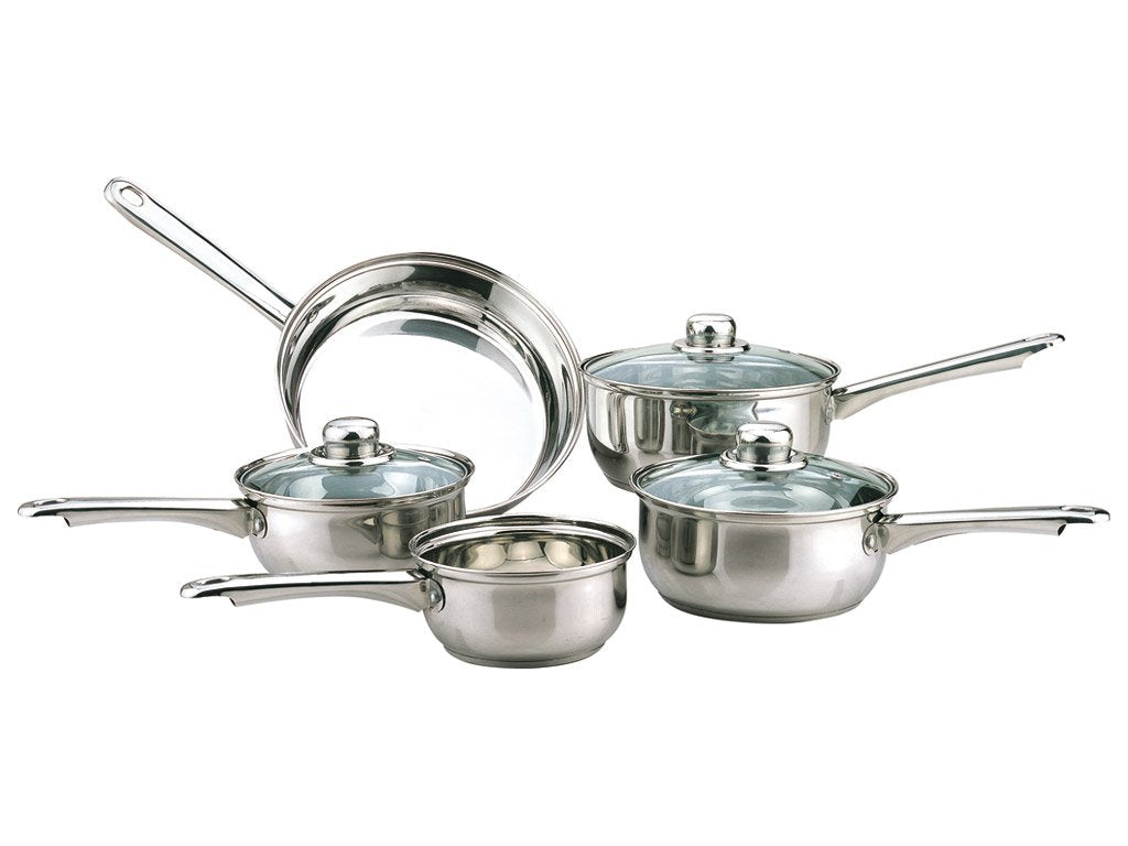 Batterie de cuisine essentielle en acier inoxydable 5 pièces