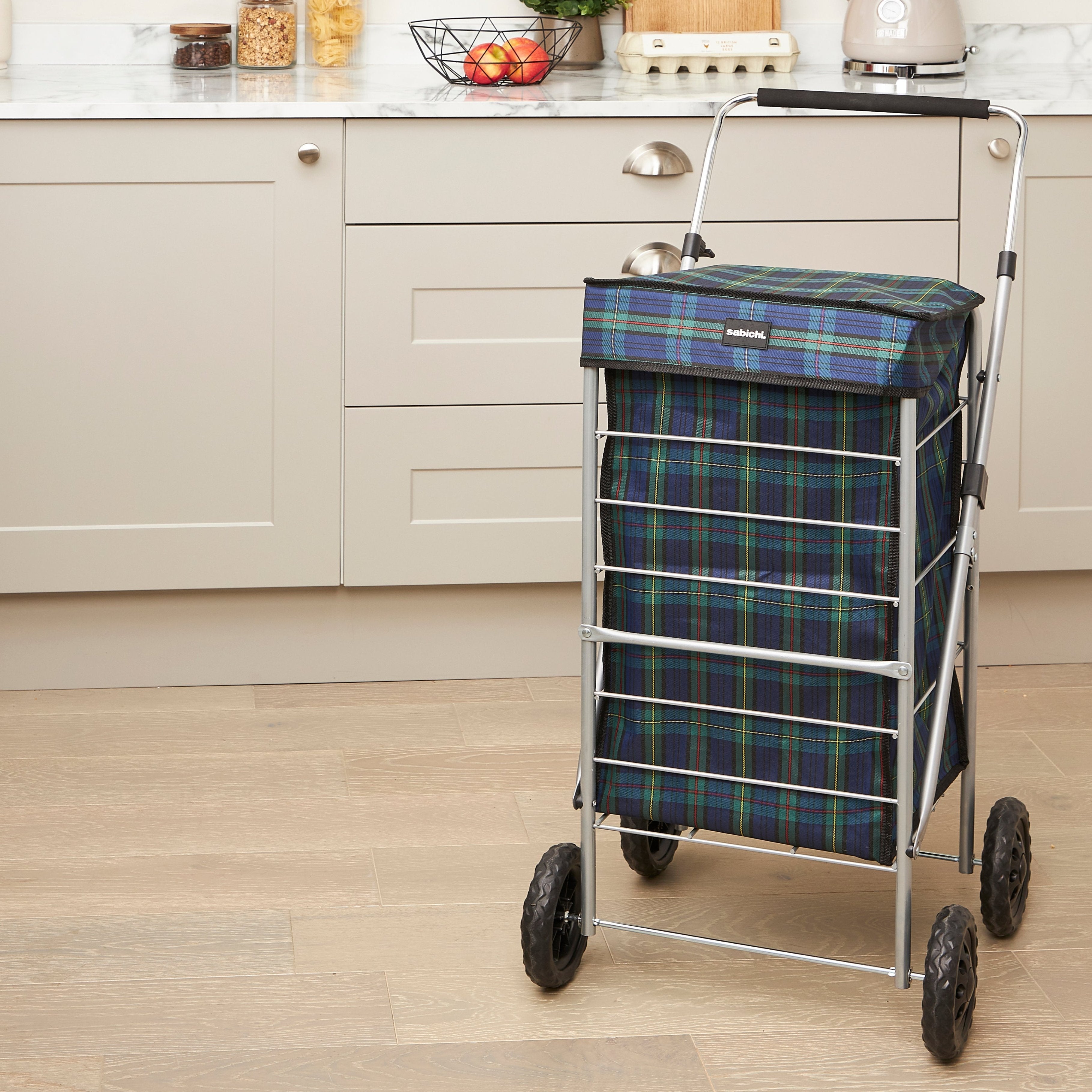 Chariot de courses Angus Tartan Check à 4 roues 