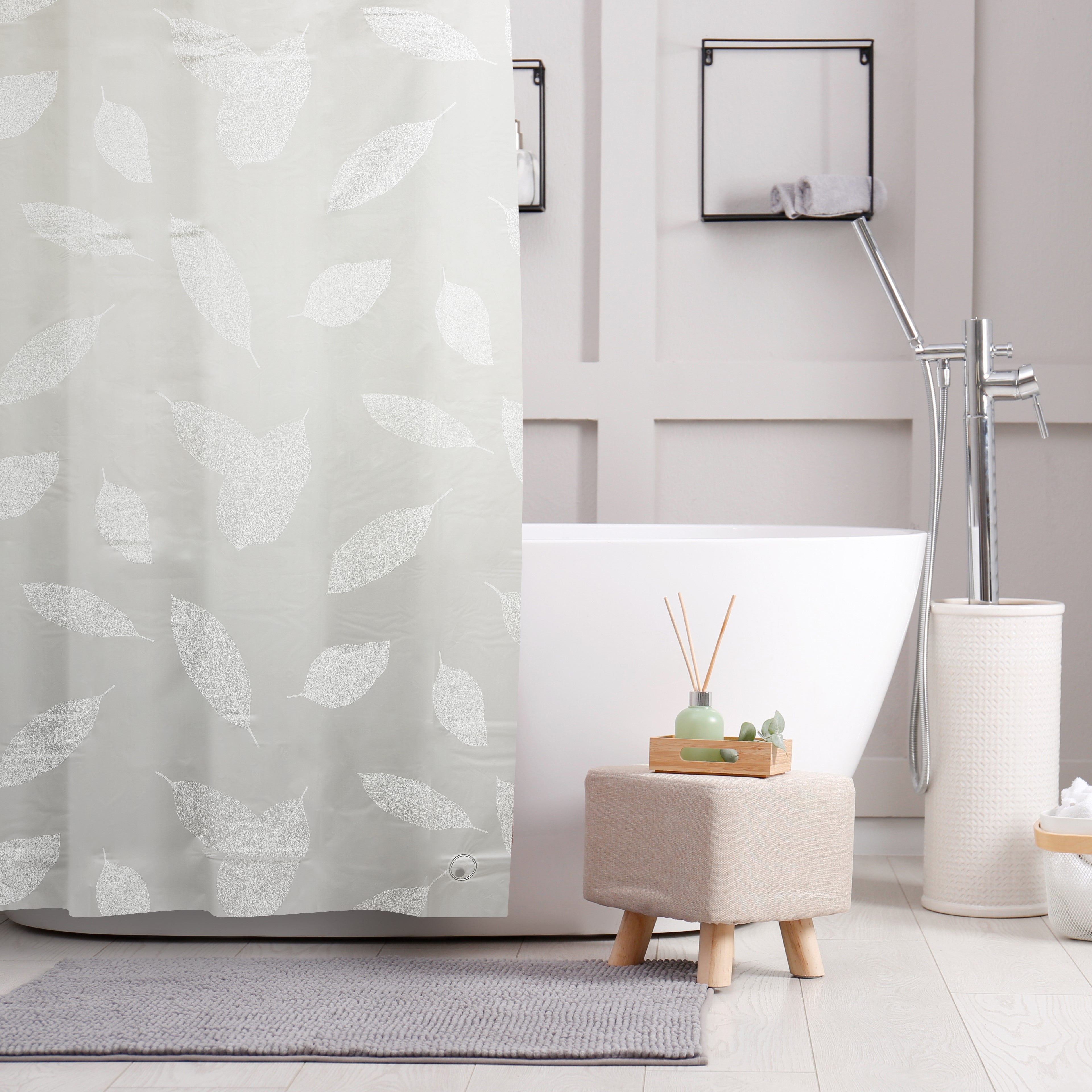Rideau de douche en PEVA à feuilles 