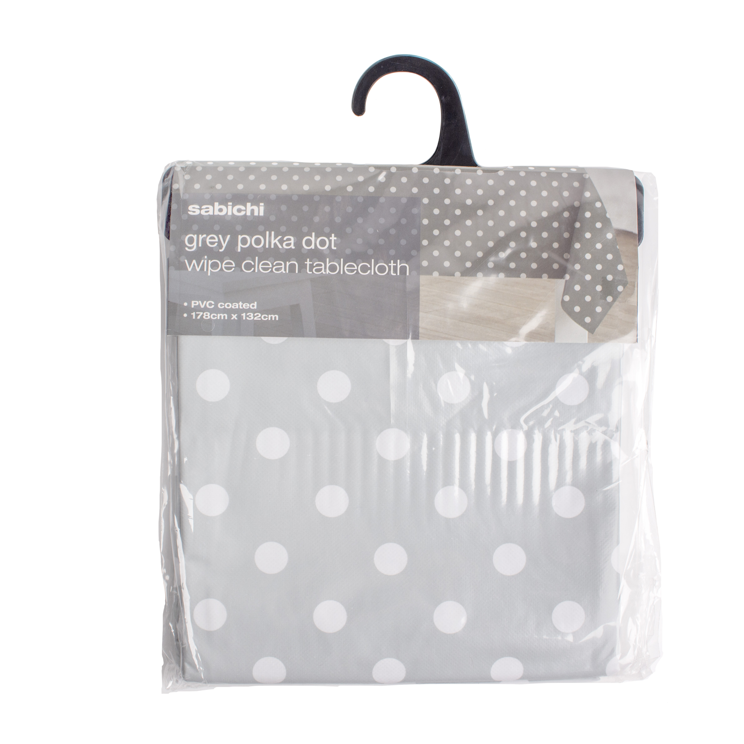 Nappe en PVC à pois gris 