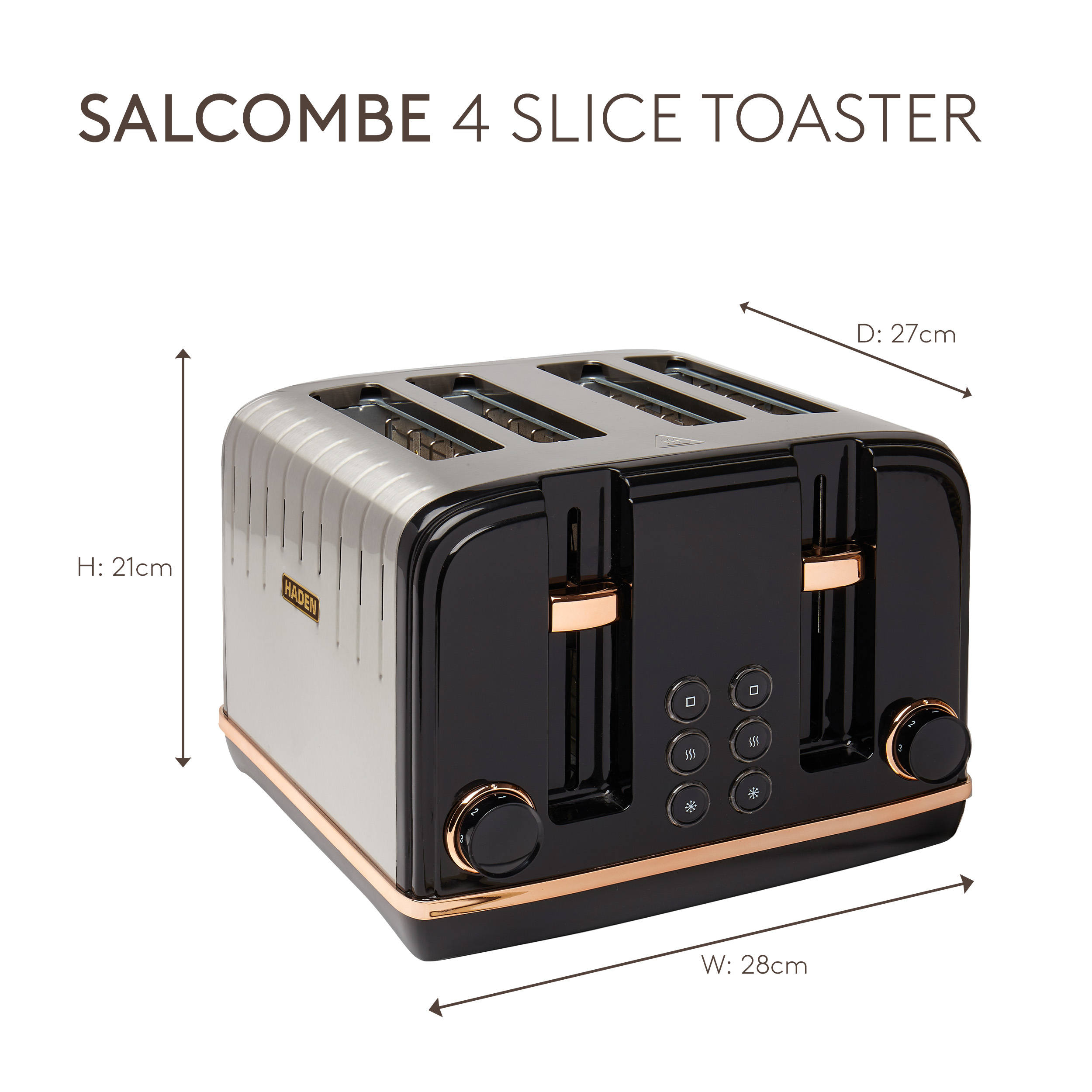 Grille-pain 4 tranches Haden Salcombe noir et cuivre