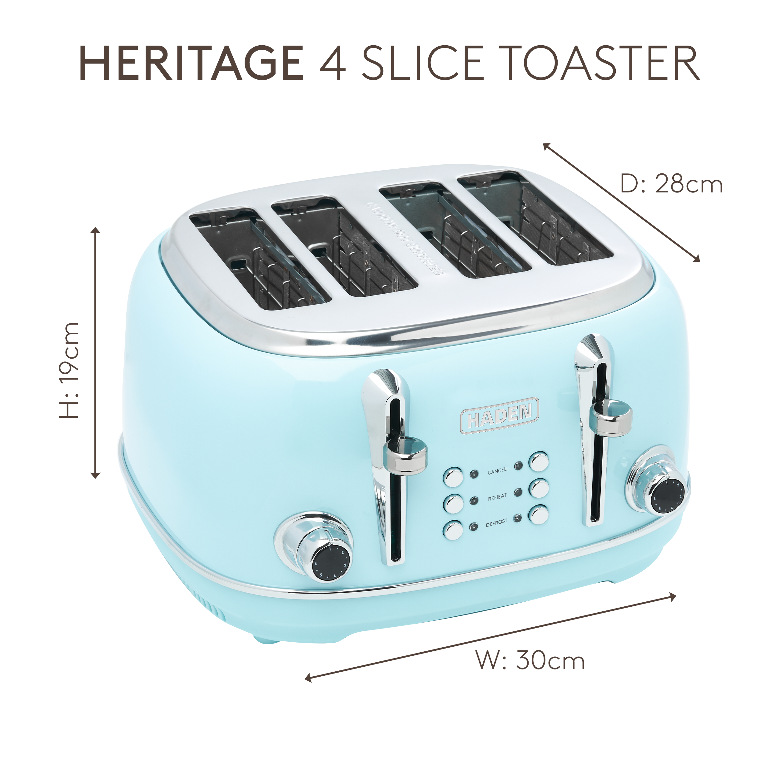 Grille-pain 4 tranches Haden Heritage Turquoise
