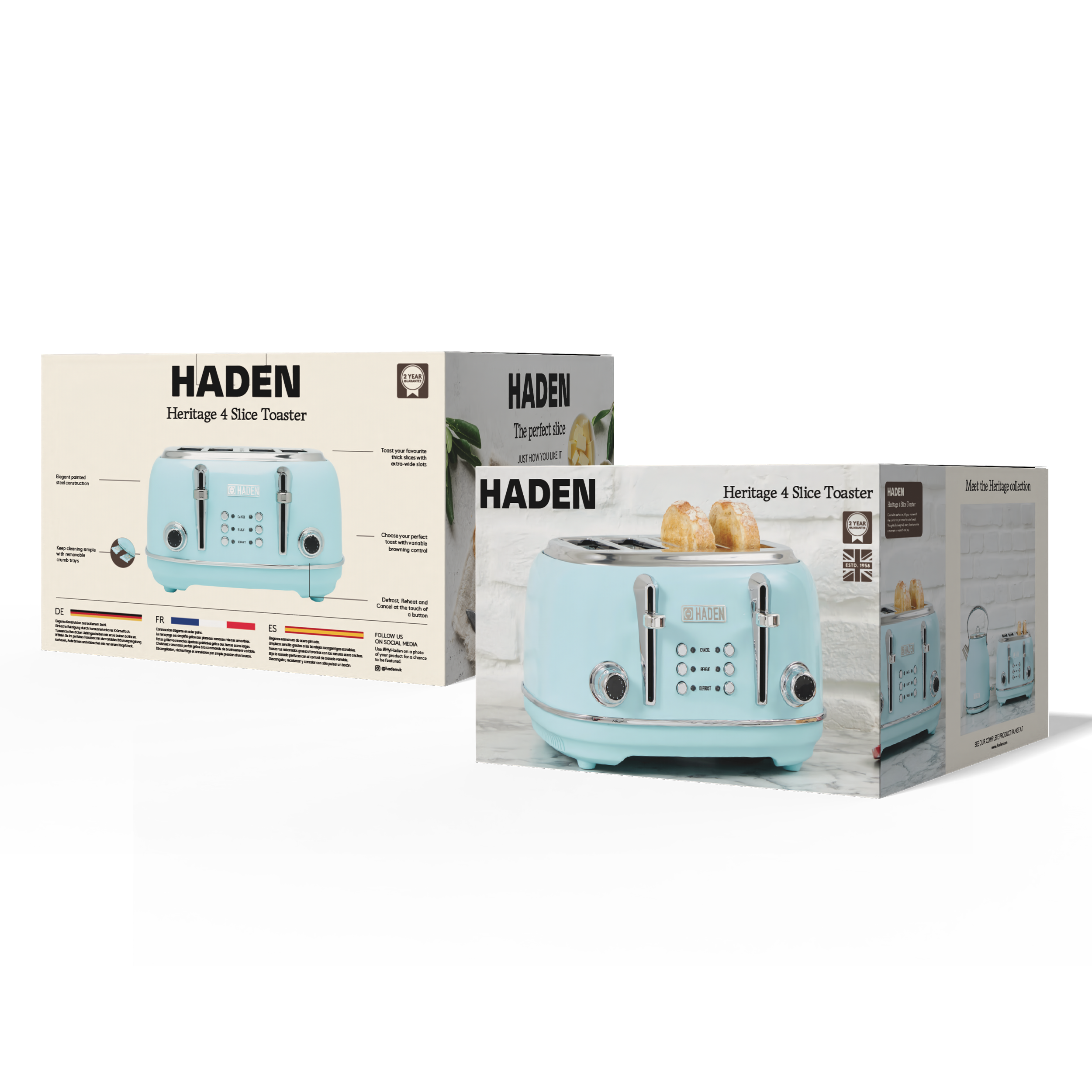 Grille-pain 4 tranches Haden Heritage Turquoise