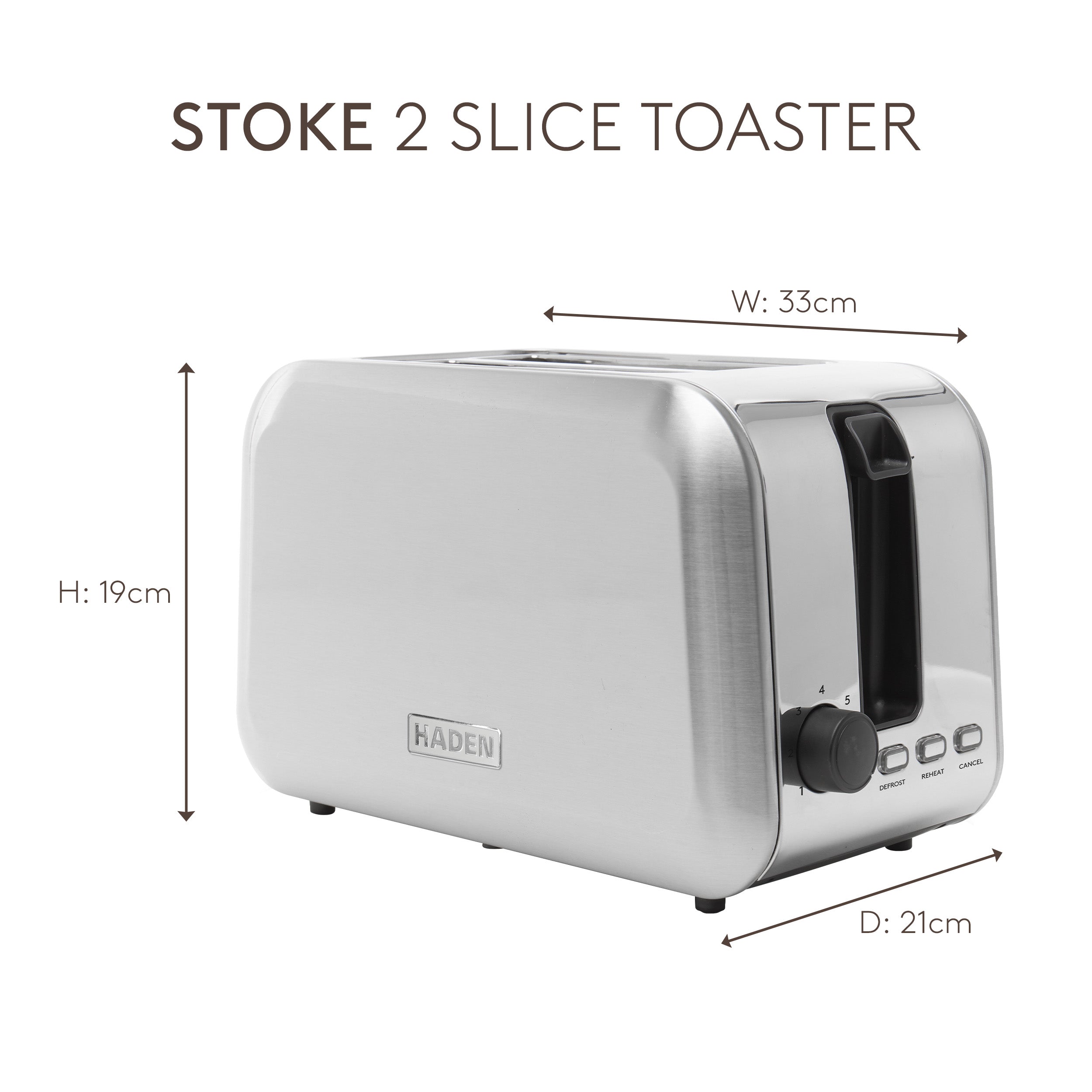 Grille-pain 2 tranches en acier brossé Haden Stoke