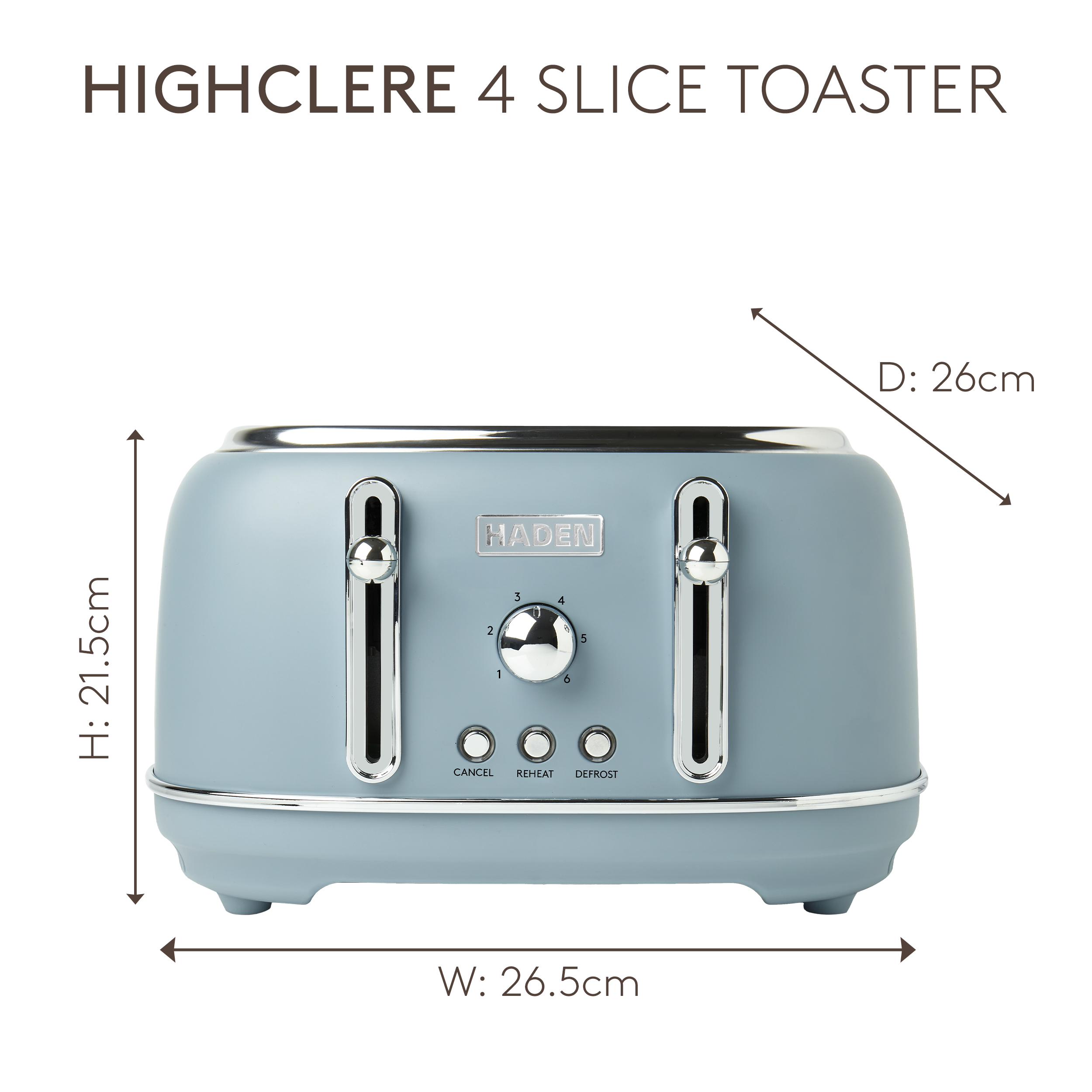 Grille-pain 4 tranches bleu Haden Highclere Poole