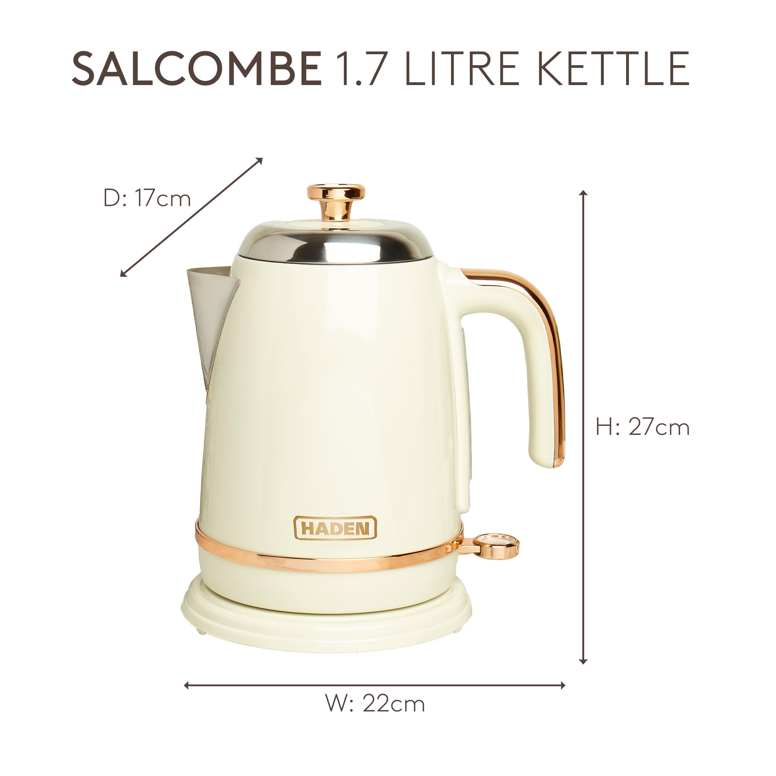 Bouilloire Haden Salcombe en cuivre et crème
