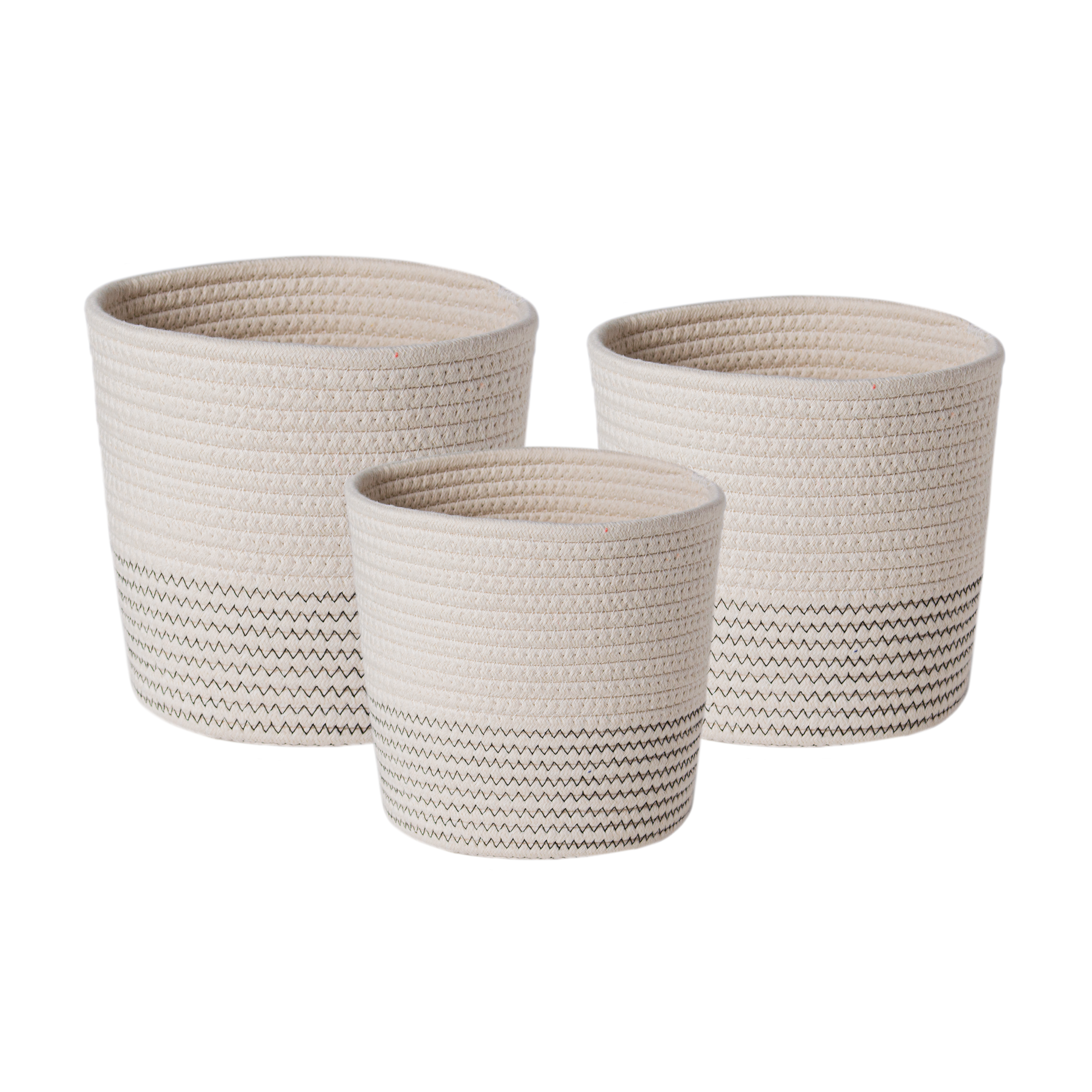 Ensemble de 3 paniers tissés en corde de coton