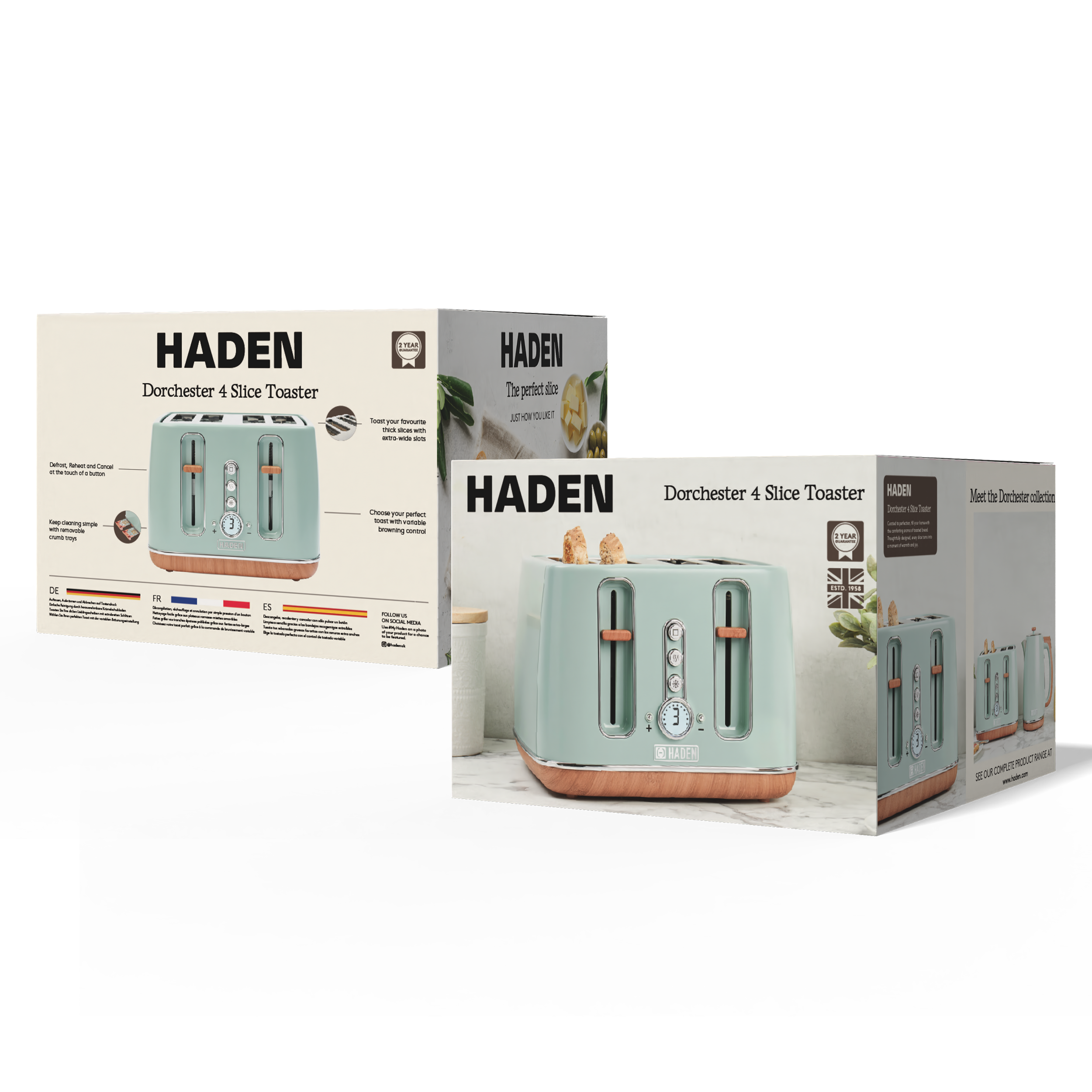 Grille-pain 4 tranches Haden Dorchester Sage Green