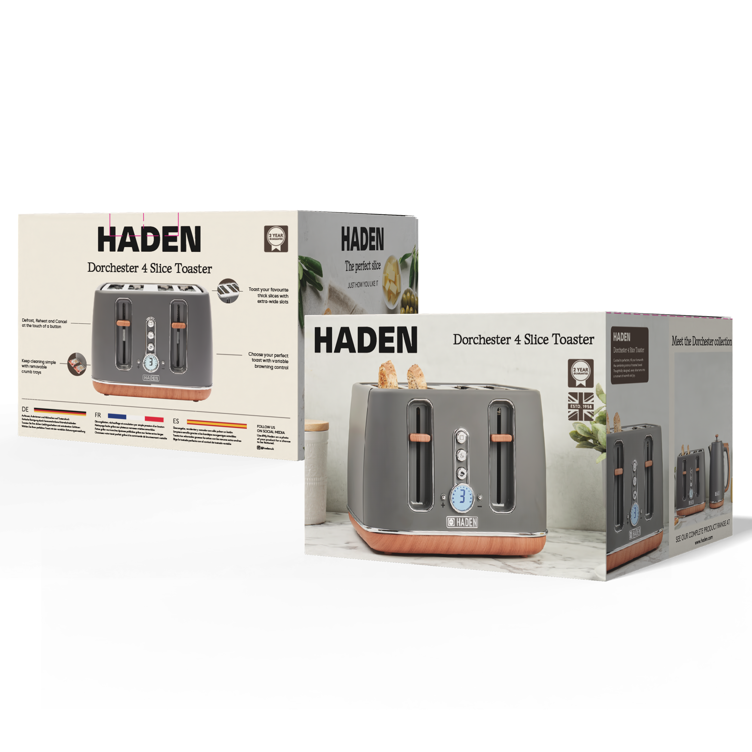 Grille-pain 4 tranches Haden Dorchester Grey