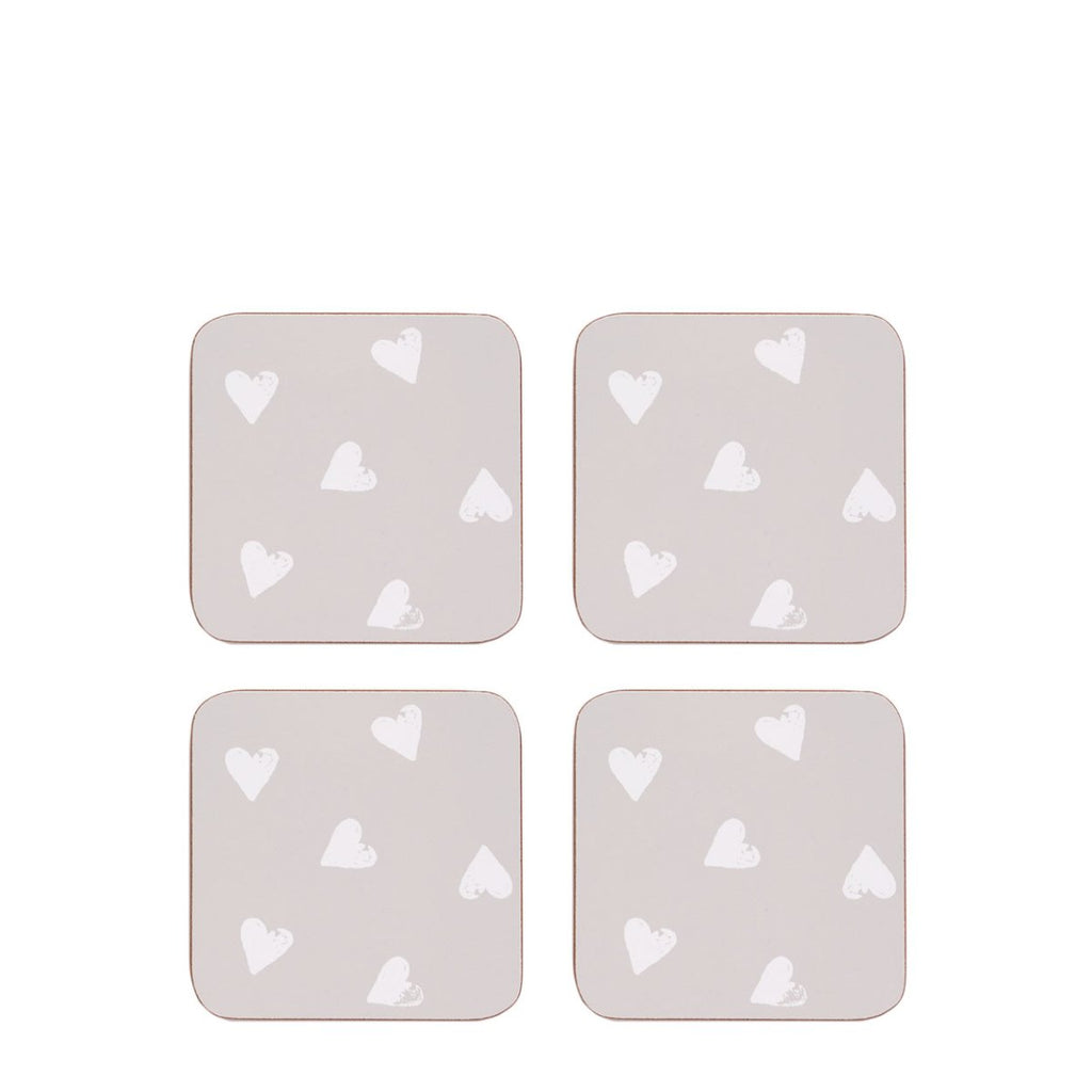 Ensemble de sets de table et de dessous de verre à motif cœurs aquarelle