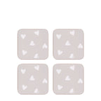 Ensemble de sets de table et de dessous de verre à motif cœurs aquarelle