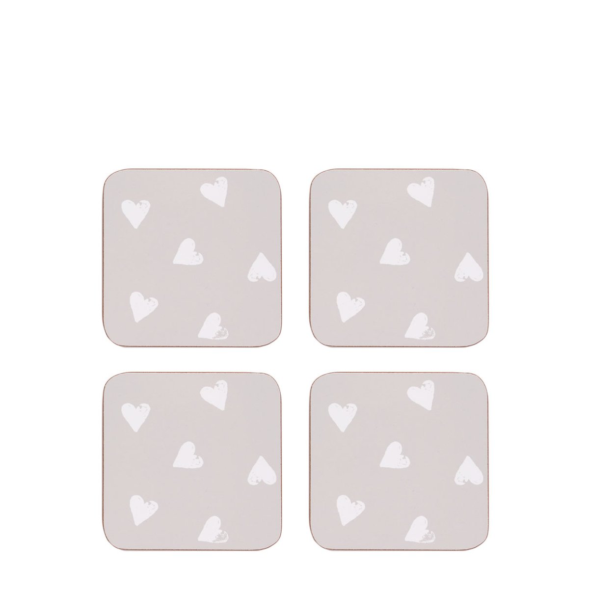 Ensemble de sets de table et de dessous de verre à motif cœurs aquarelle