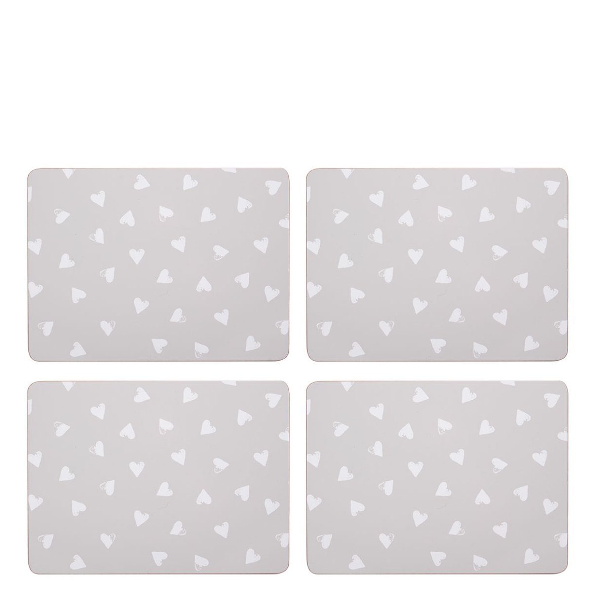 Ensemble de sets de table et de dessous de verre à motif cœurs aquarelle