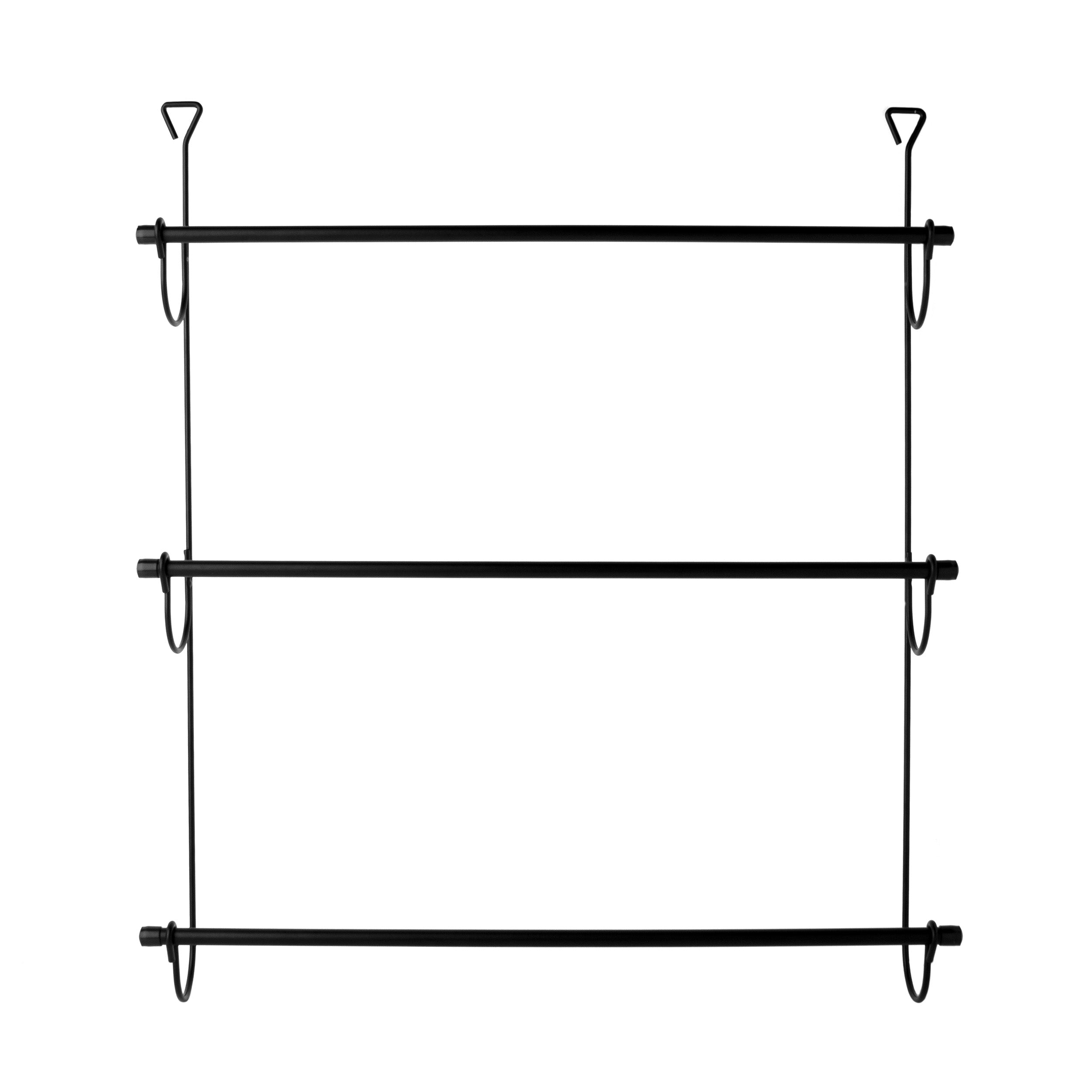 Porte-serviettes de porte noir mat à 3 niveaux