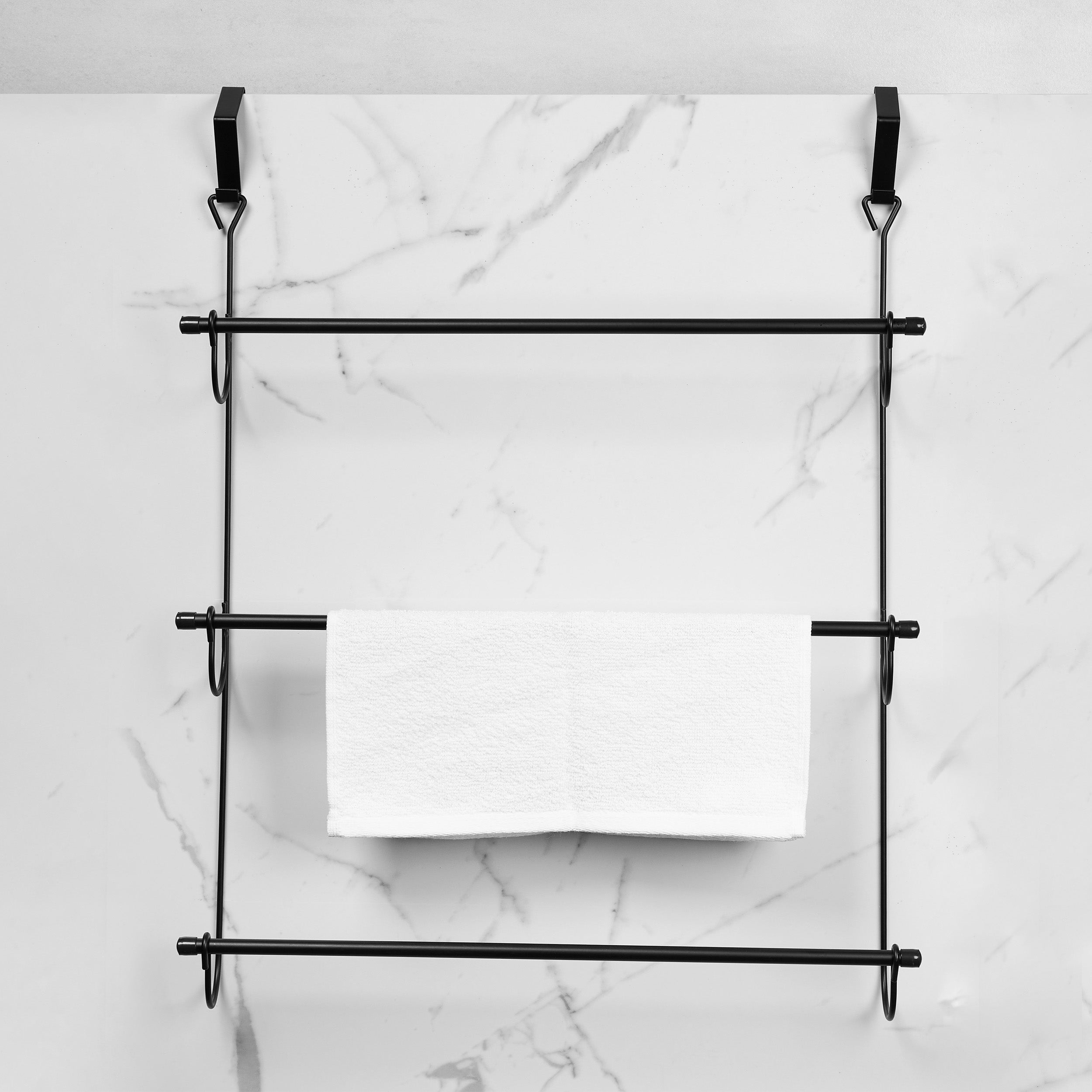 Porte-serviettes de porte noir mat à 3 niveaux