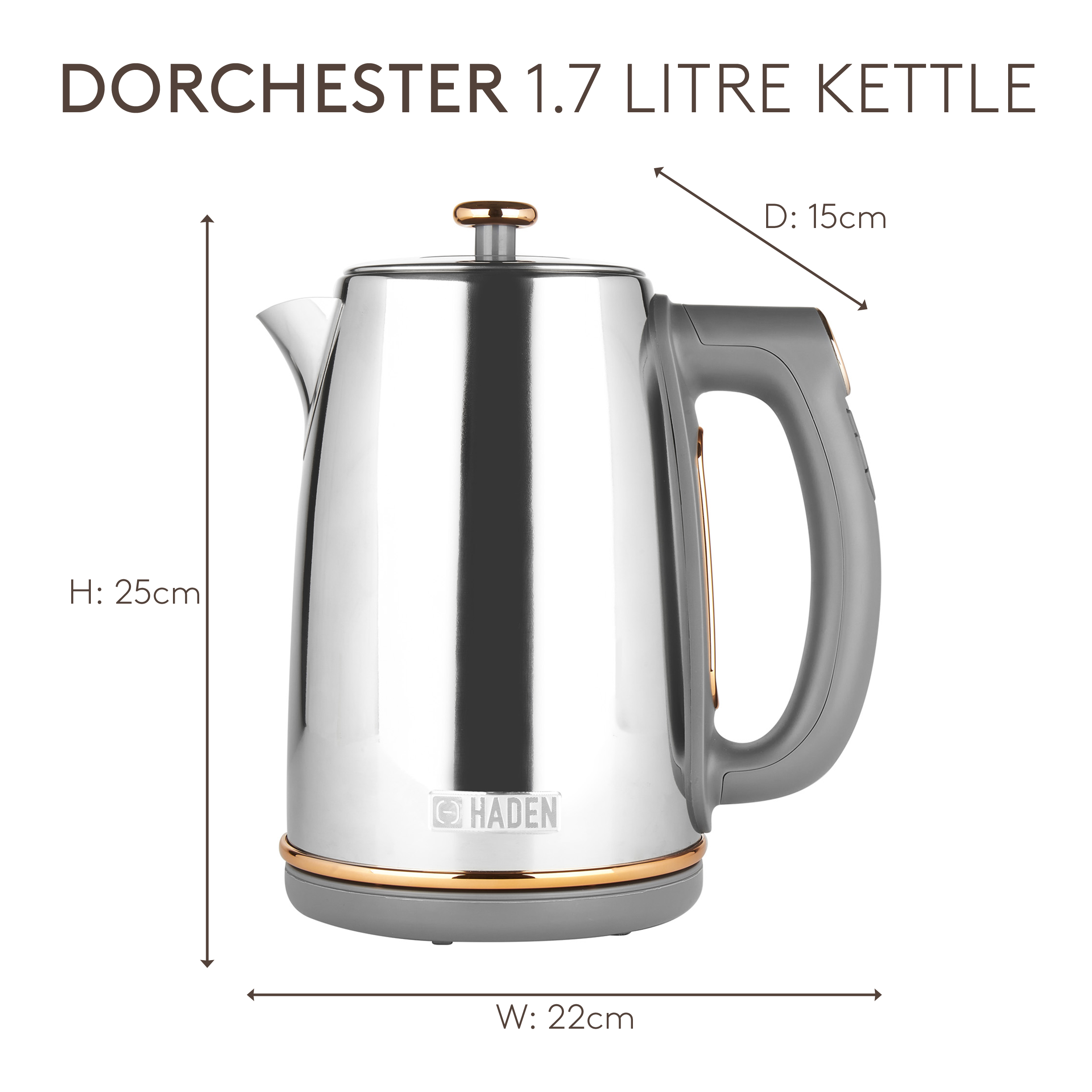 Bouilloire Haden Dorchester Chrome et Or Rose