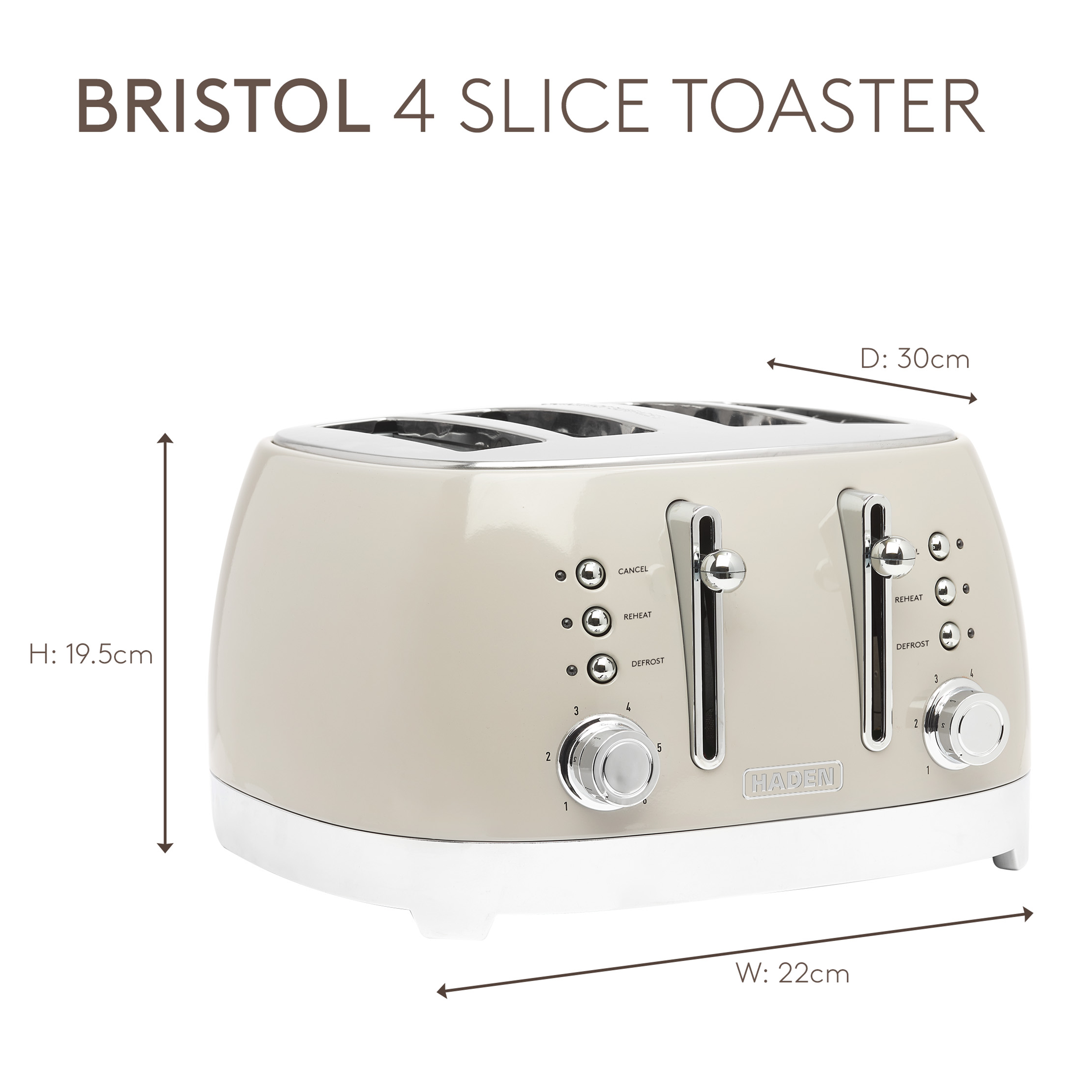 Grille-pain 4 tranches Haden Bristol Putty