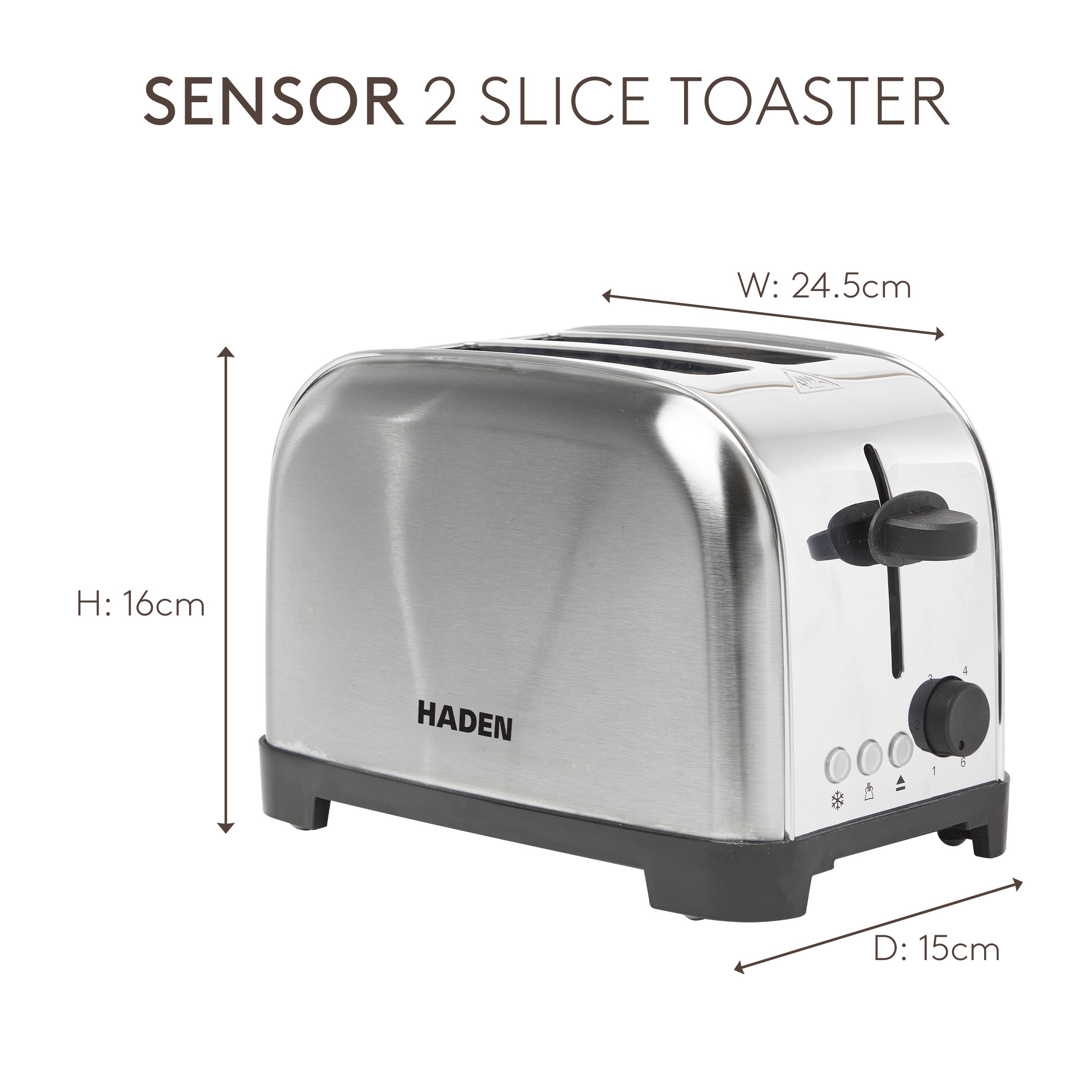 Grille-pain 2 tranches en acier inoxydable Haden Iver