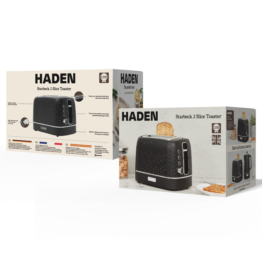 Grille-pain 2 tranches noir Haden Starbeck