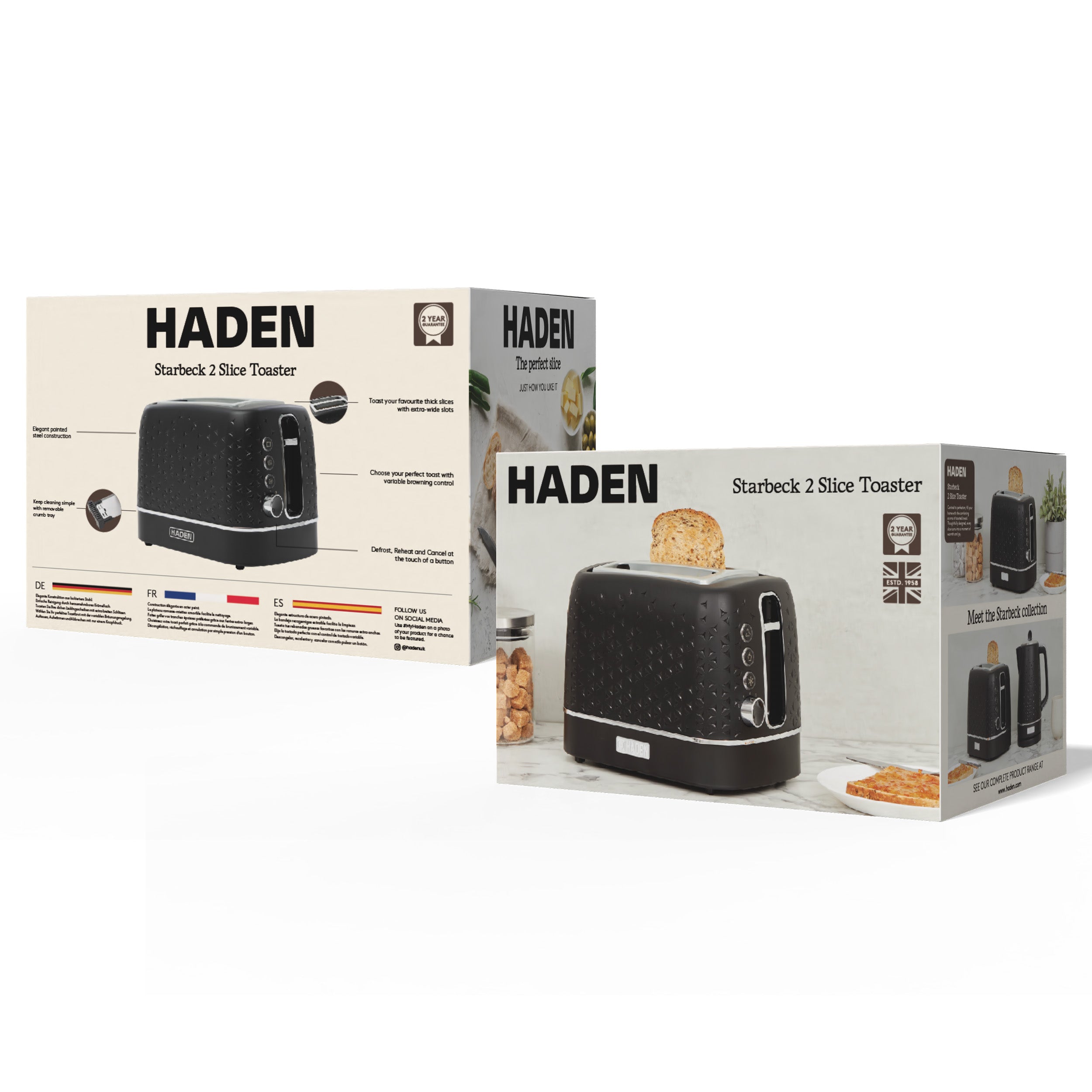 Grille-pain 2 tranches noir Haden Starbeck