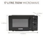 Micro-ondes manuel Haden 17 L 700 W avec porte vitrée Noir