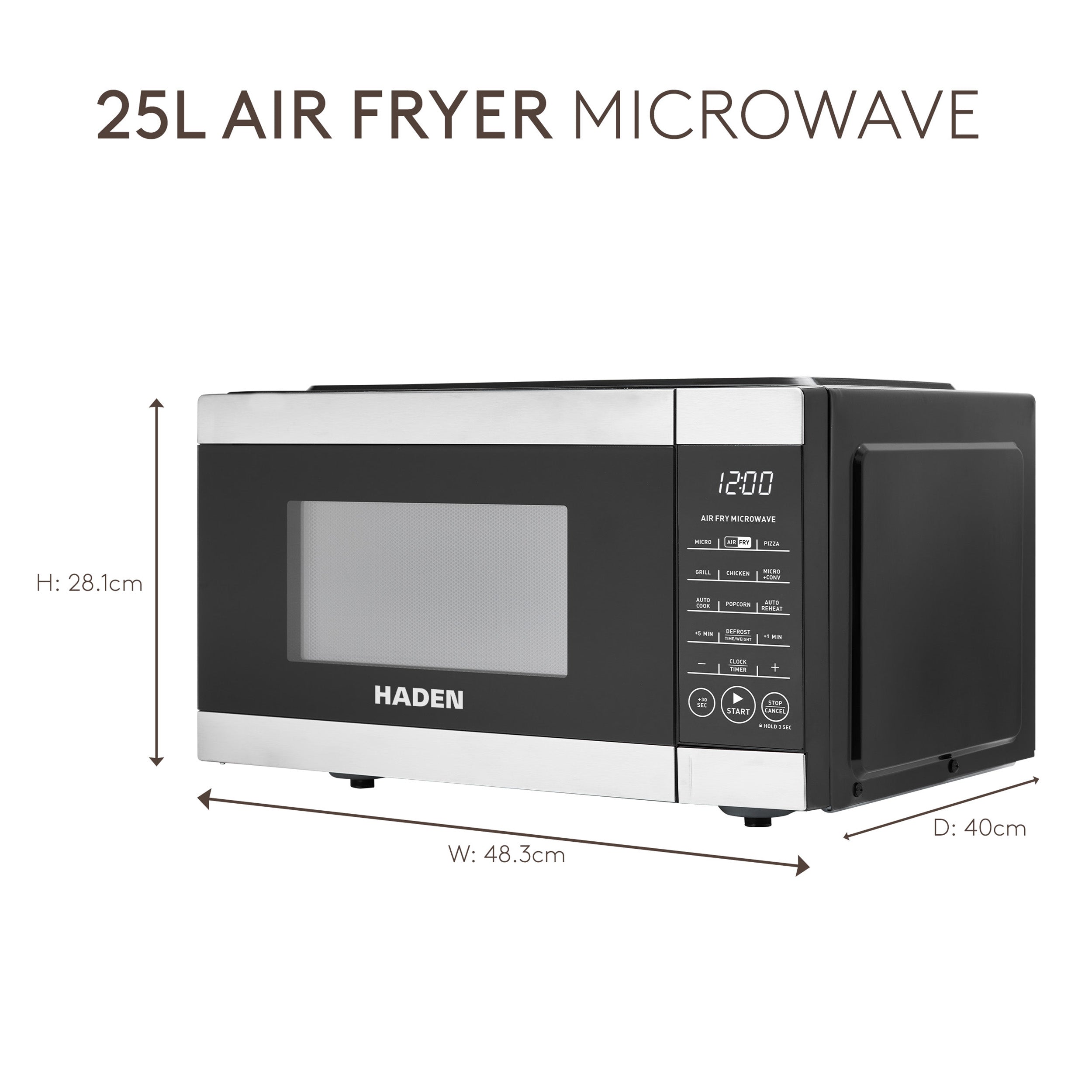 Four à micro-ondes à friteuse à air Haden 25 L noir mat