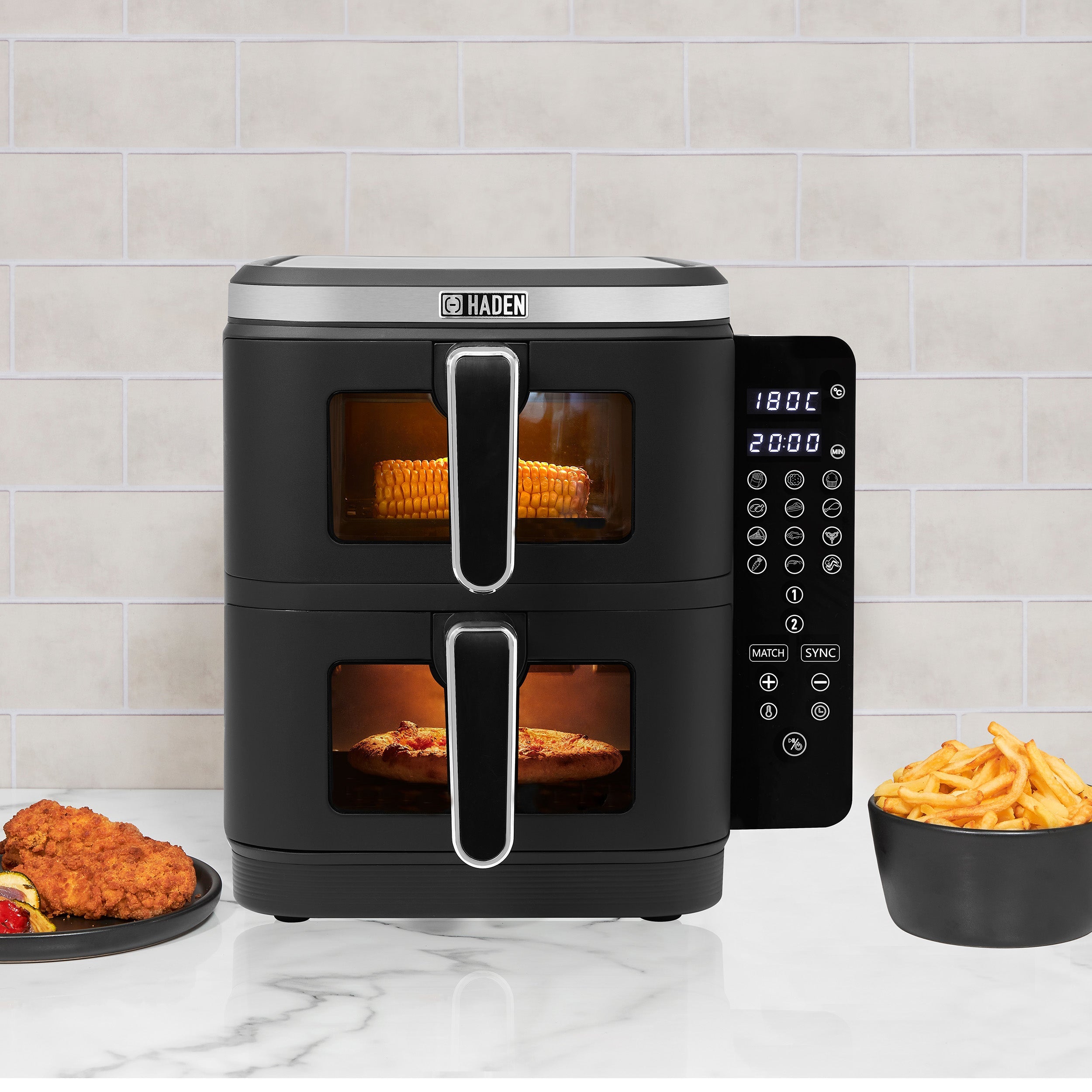 Friteuse à air double pile Haden 11 L avec fenêtre