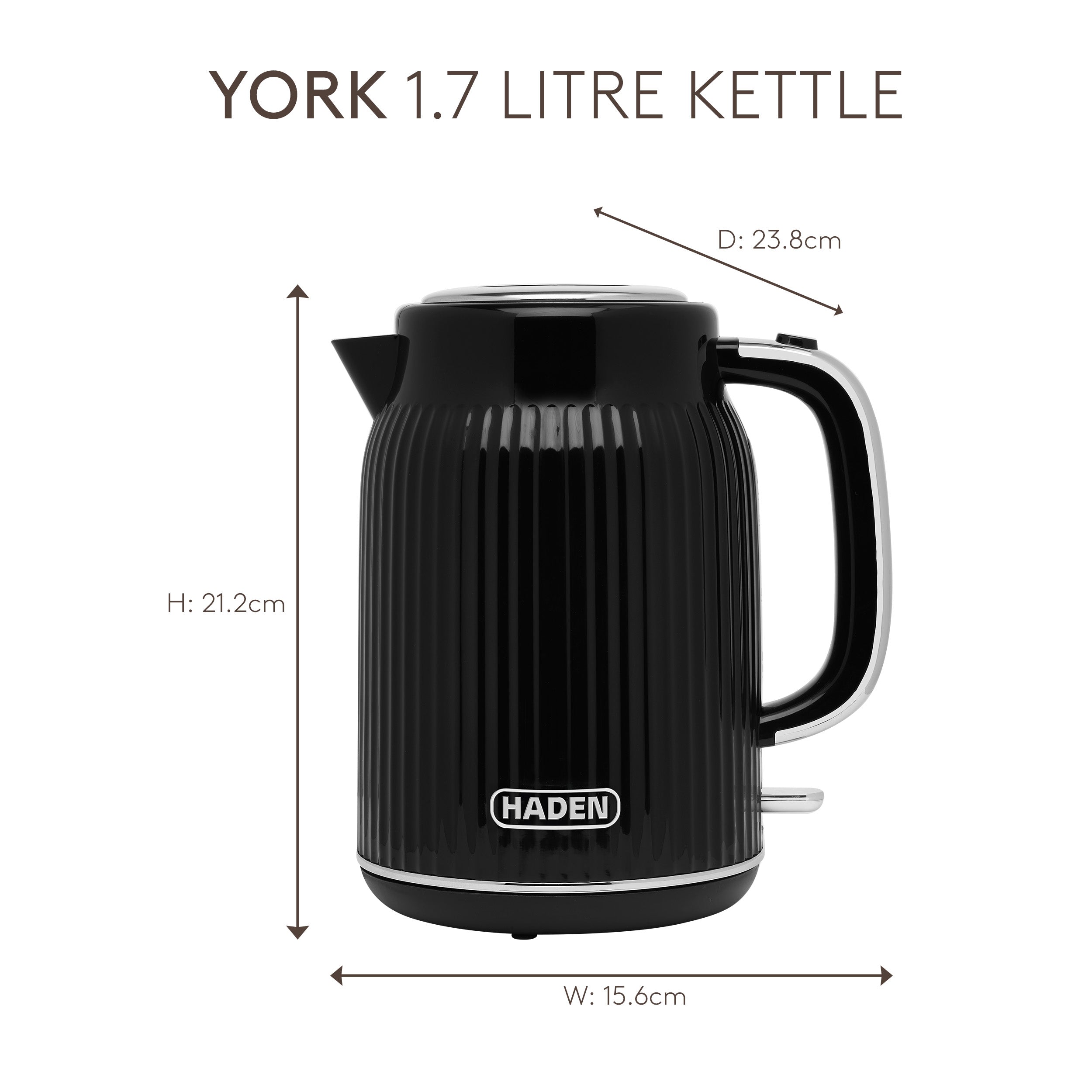 Bouilloire Haden York 1,7 L noire
