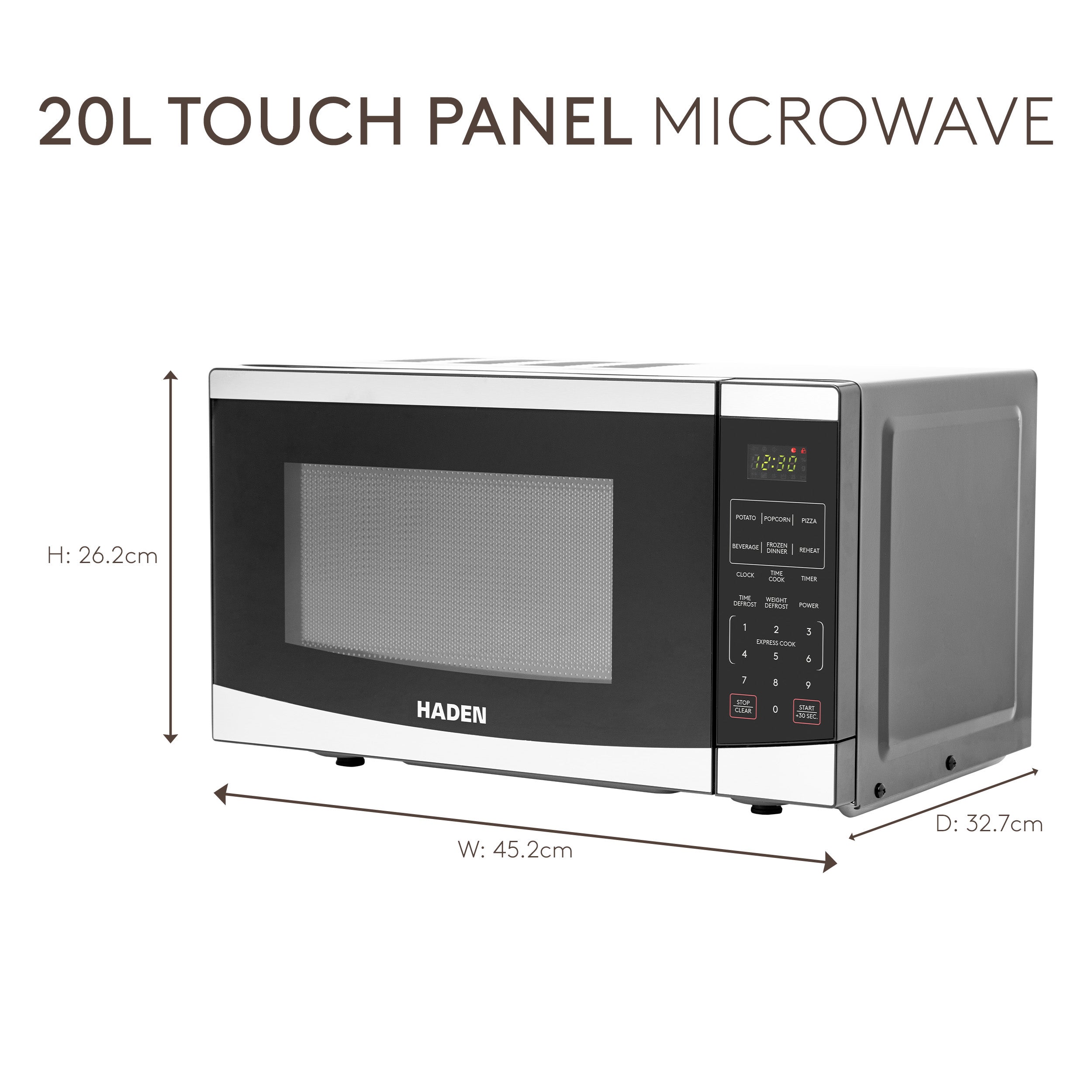 Micro-ondes numérique Haden 20 L 800 W en acier inoxydable