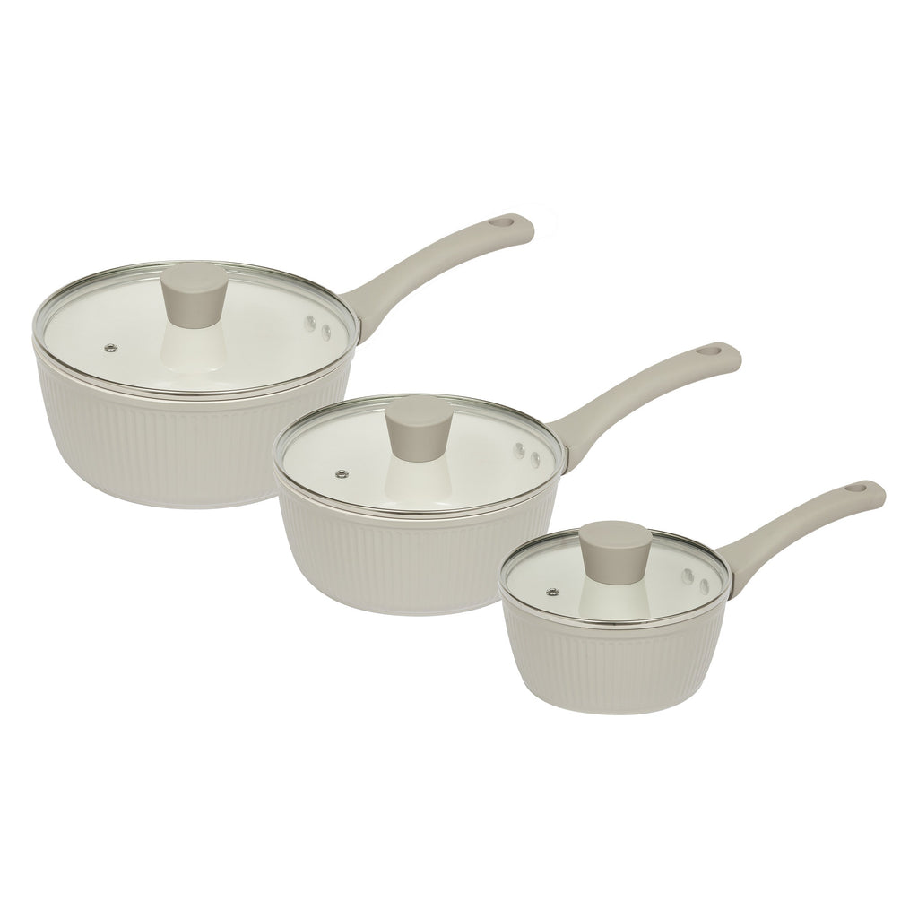 Ensemble de 3 casseroles nervurées (16 cm, 18 cm, 20 cm) en mastic