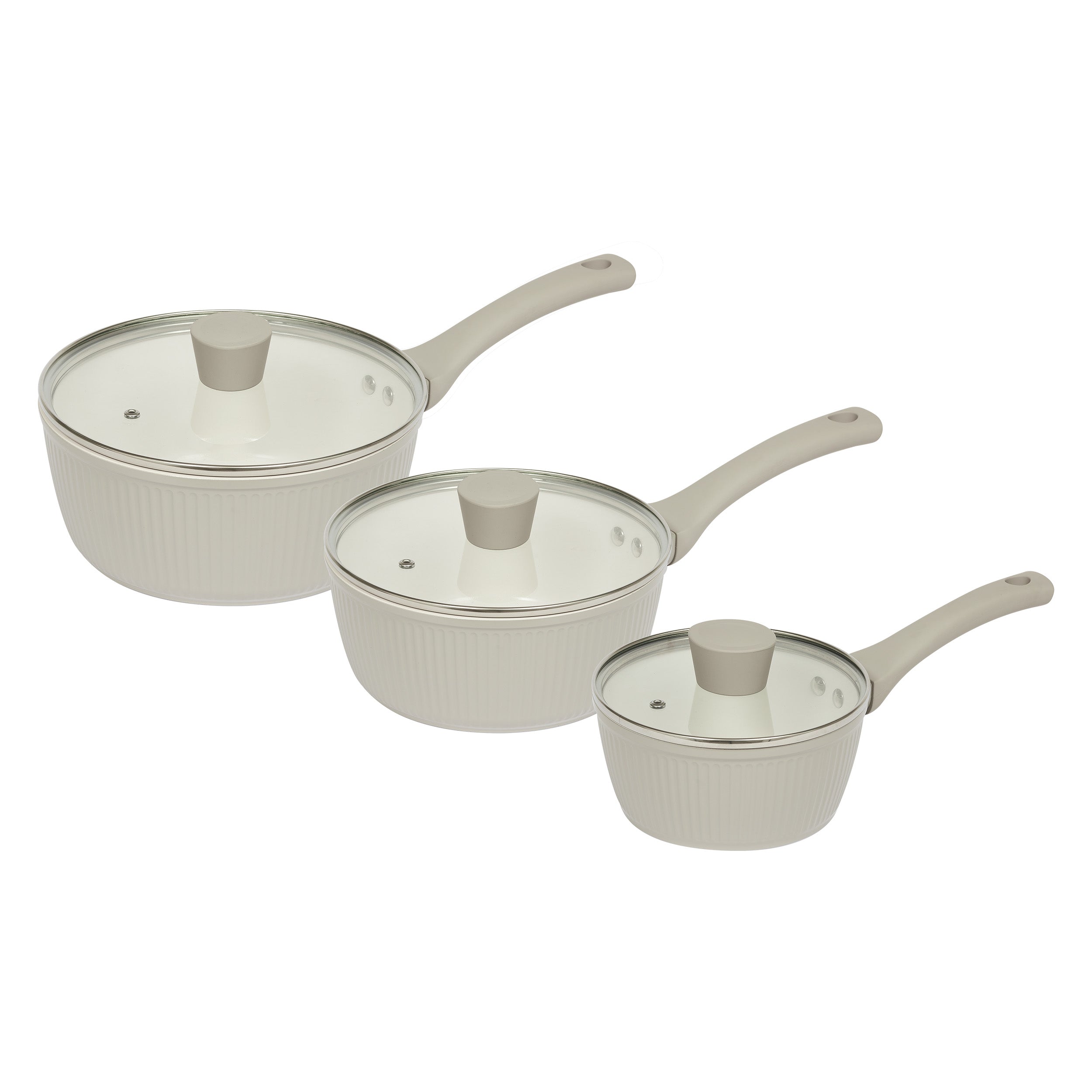 Ensemble de 3 casseroles nervurées (16 cm, 18 cm, 20 cm) en mastic