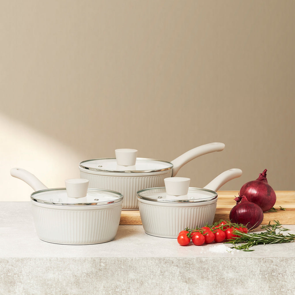 Ensemble de 3 casseroles nervurées (16 cm, 18 cm, 20 cm) en mastic