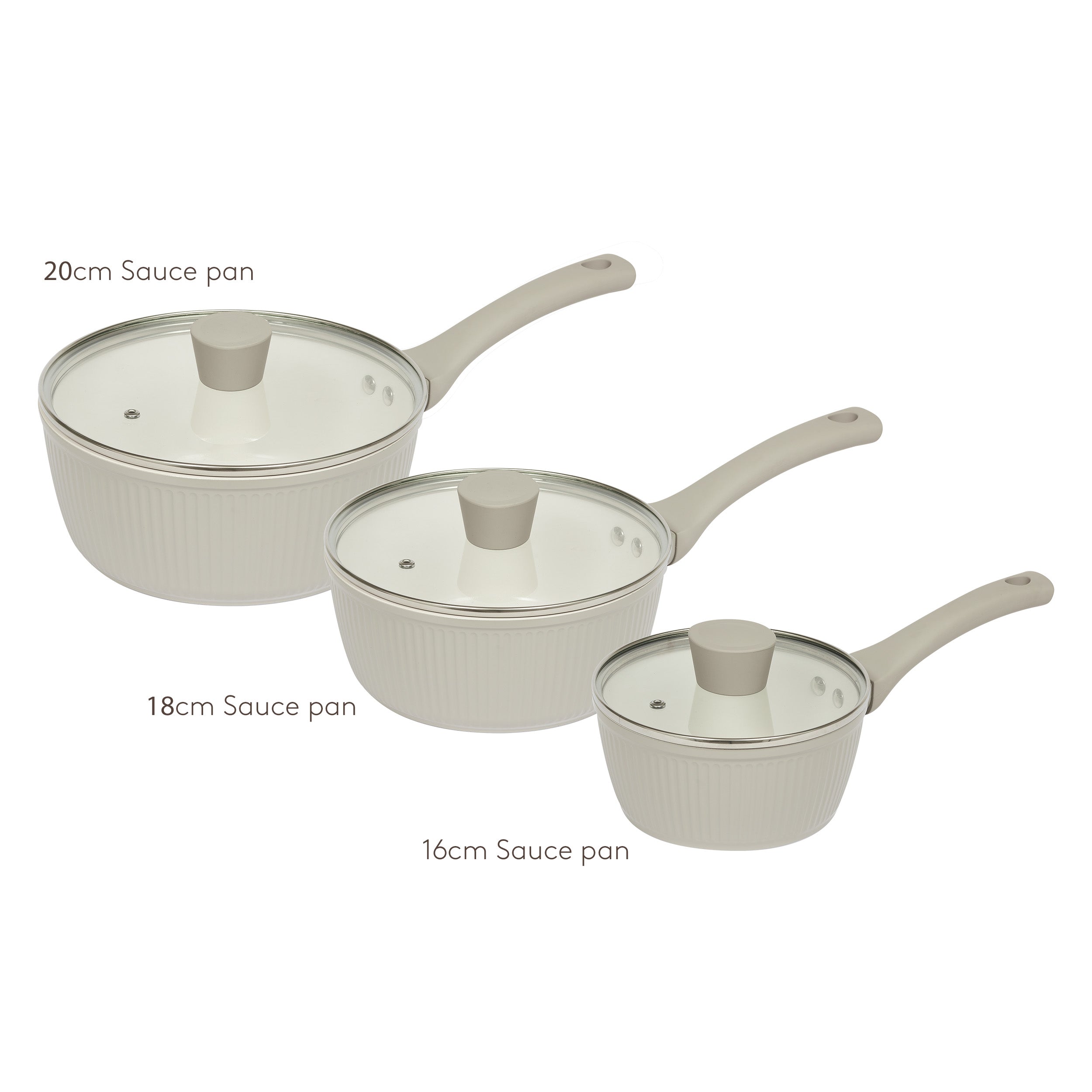 Ensemble de 3 casseroles nervurées (16 cm, 18 cm, 20 cm) en mastic