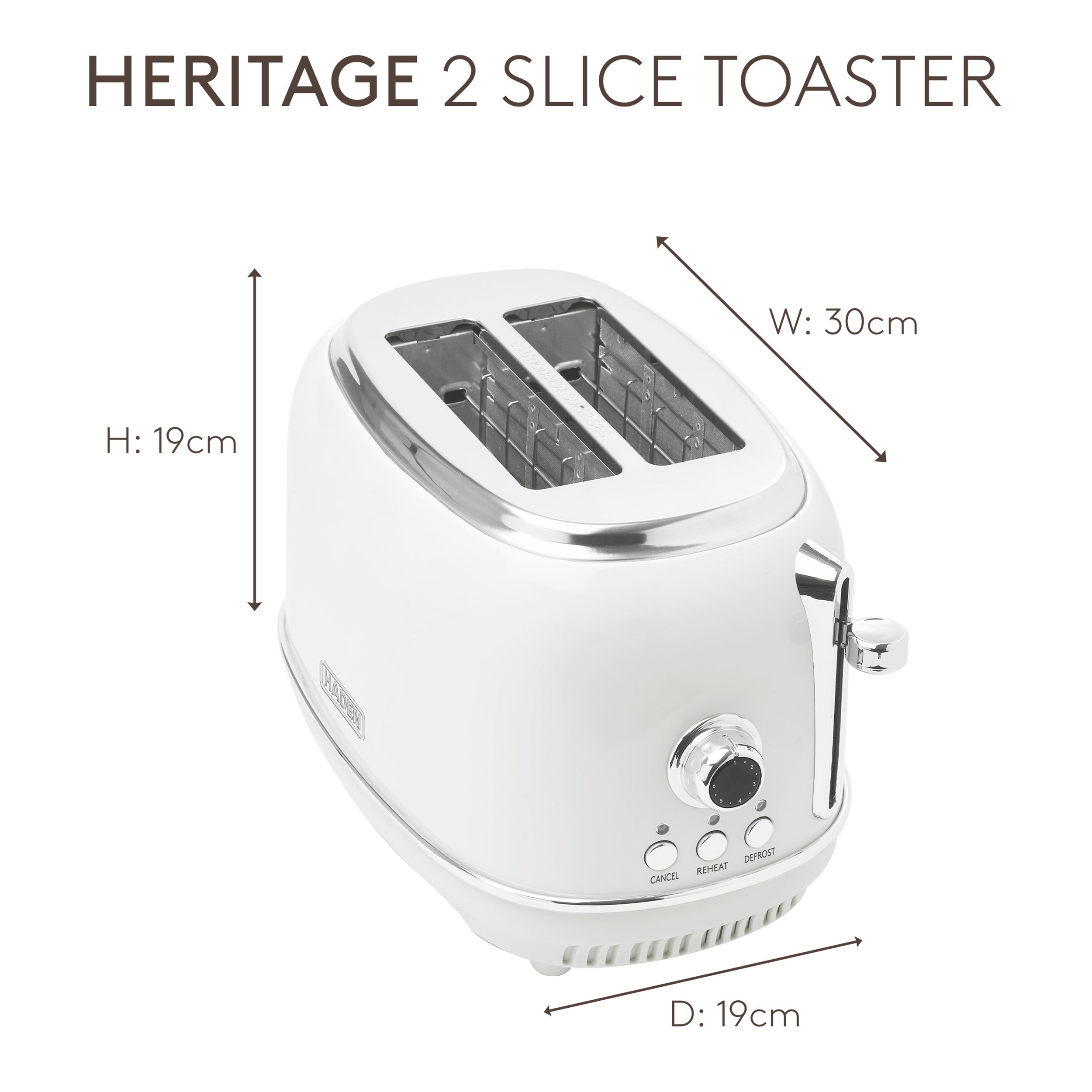 Grille-pain 2 tranches Haden Heritage Ivoire