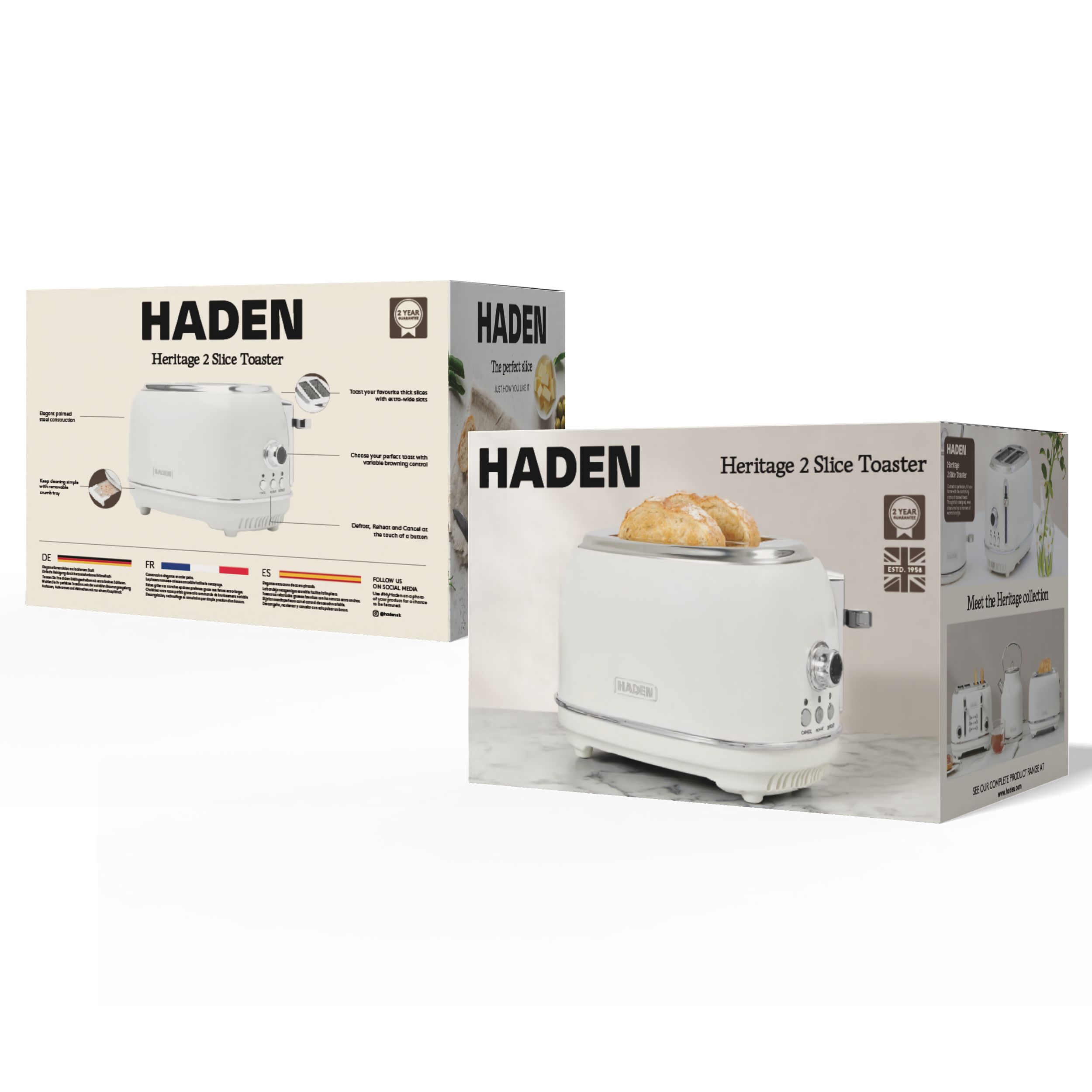 Grille-pain 2 tranches Haden Heritage Ivoire