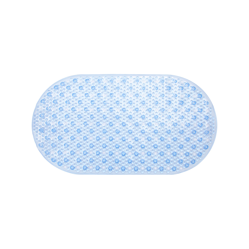 Tapis de bain ovale en PVC bleu 