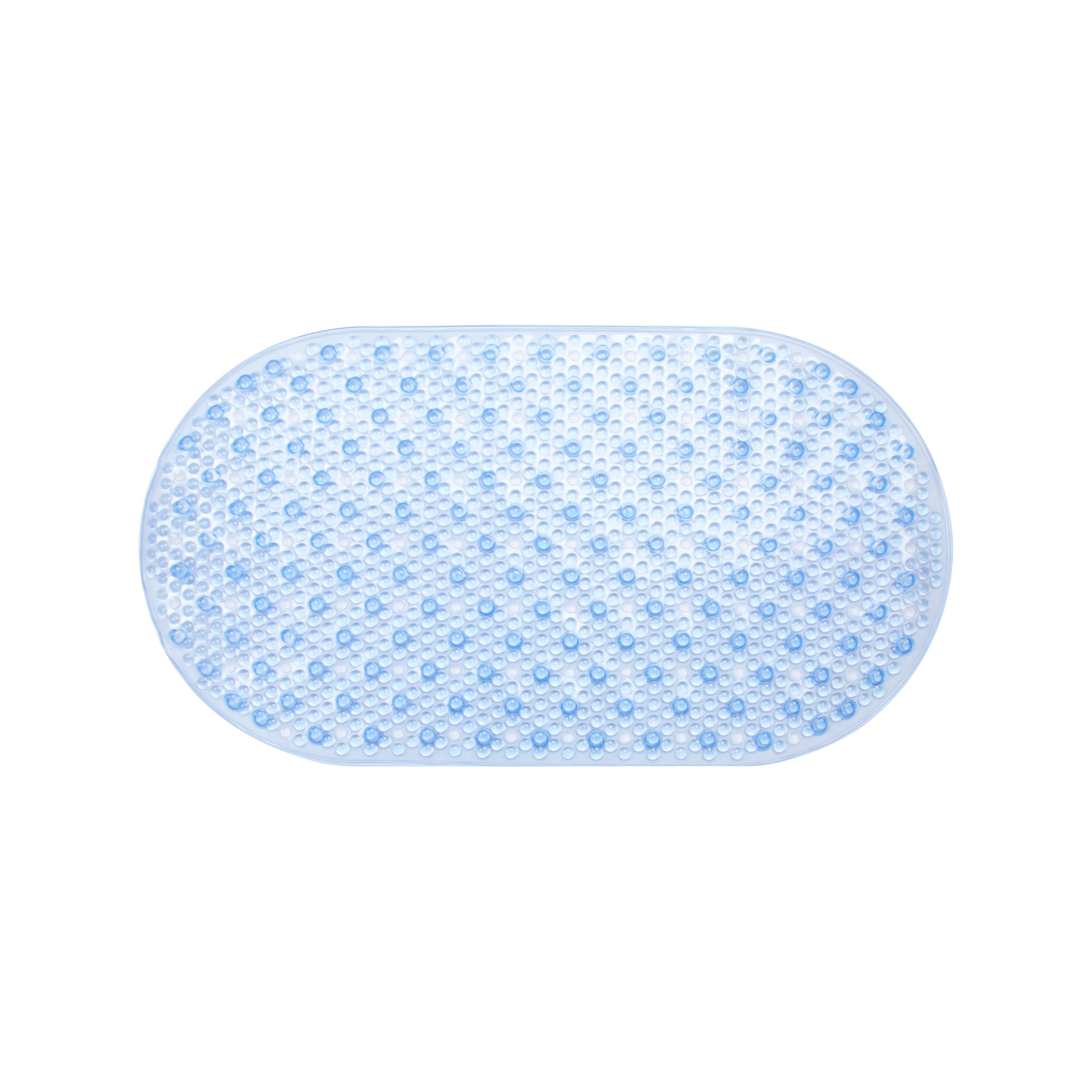 Tapis de bain ovale en PVC bleu 