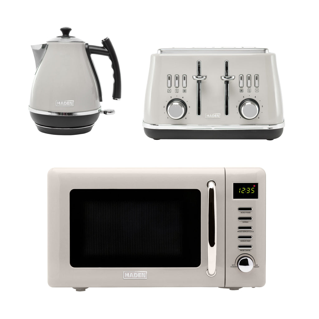 Ensemble bouilloire + grille-pain + micro-ondes Haden Cotswold – Putty