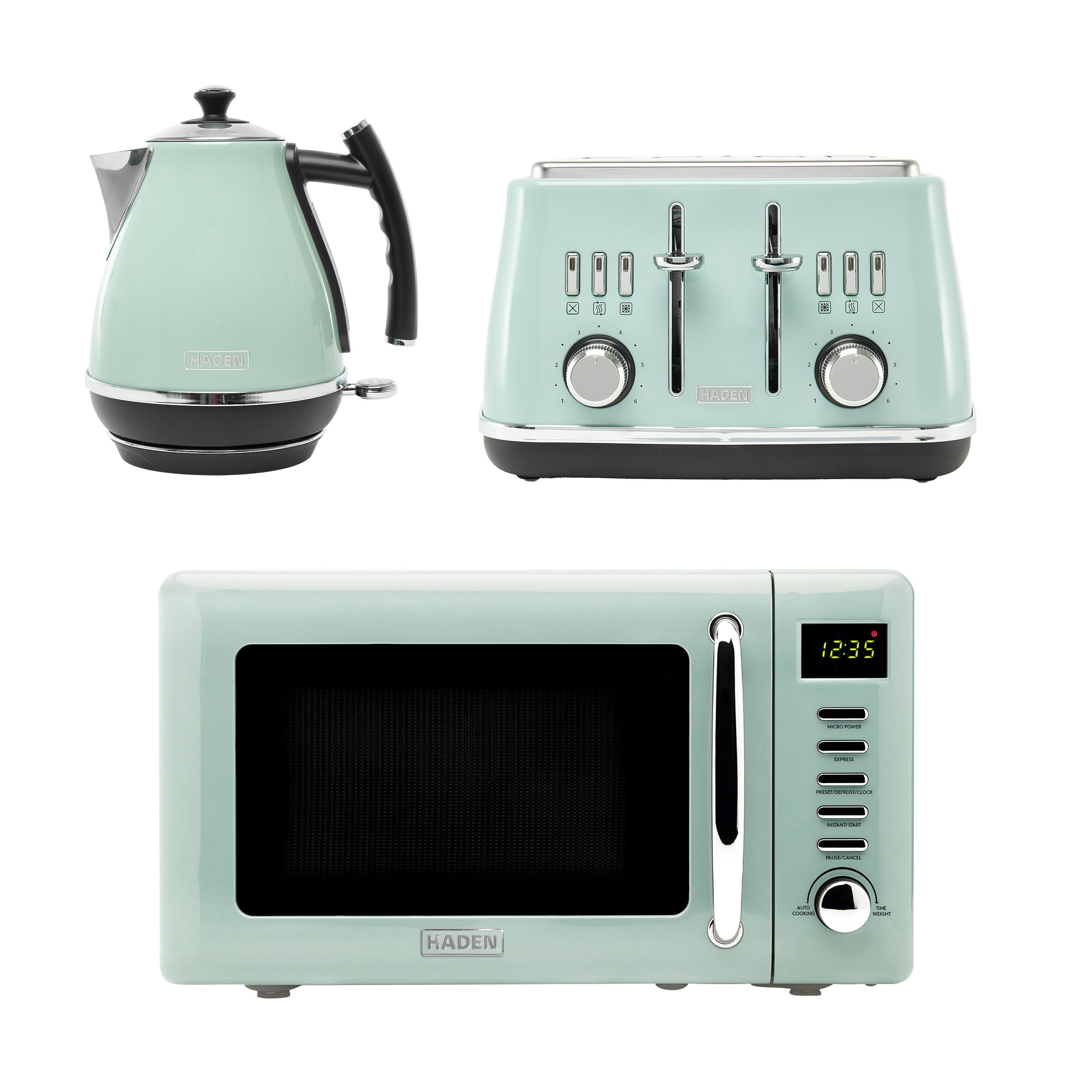 Ensemble bouilloire + grille-pain + micro-ondes Haden Cotswold – Sauge