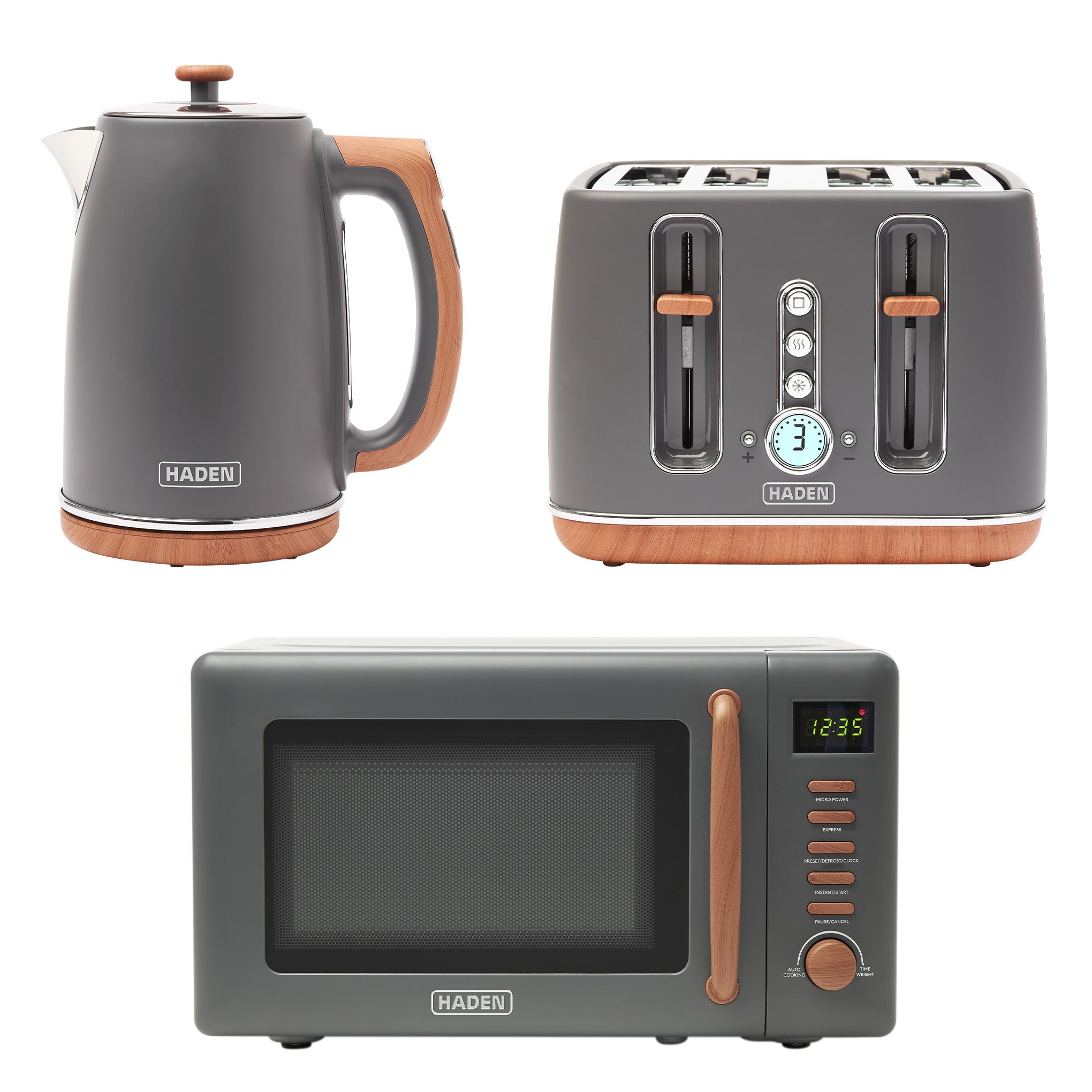 Ensemble bouilloire + grille-pain + micro-ondes Haden Dorchester - Gris