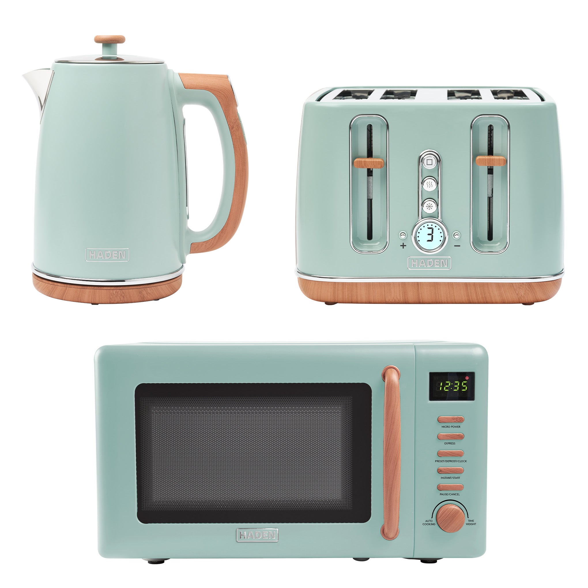 Ensemble bouilloire + grille-pain + micro-ondes Haden Dorchester - Sauge