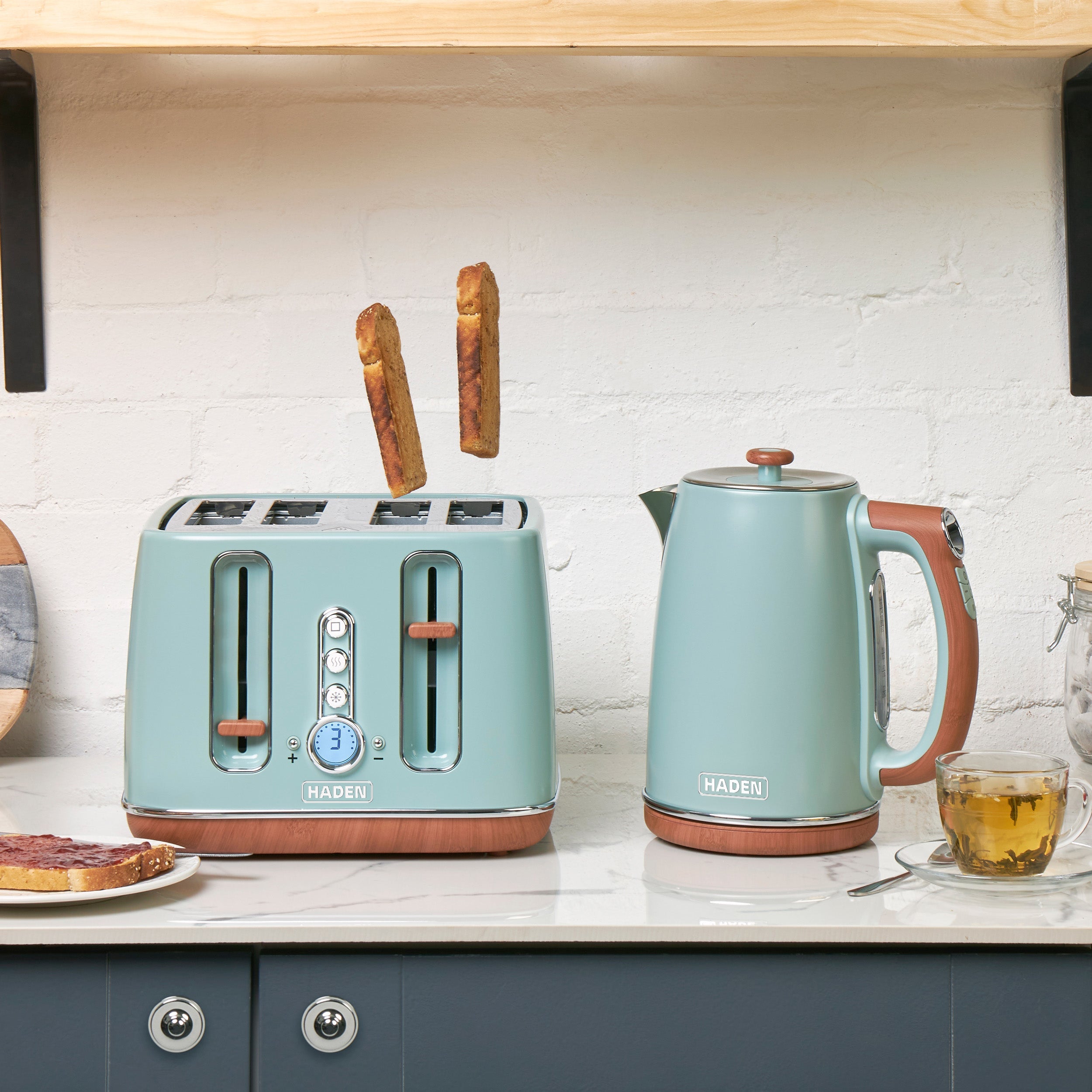 Ensemble bouilloire et grille-pain Haden Dorchester - Sauge