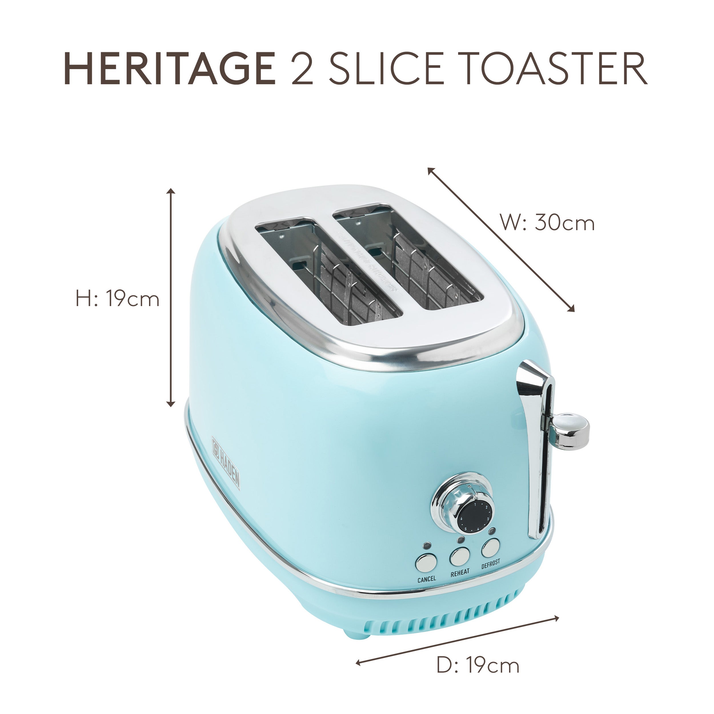 Grille-pain 2 tranches turquoise Haden Heritage