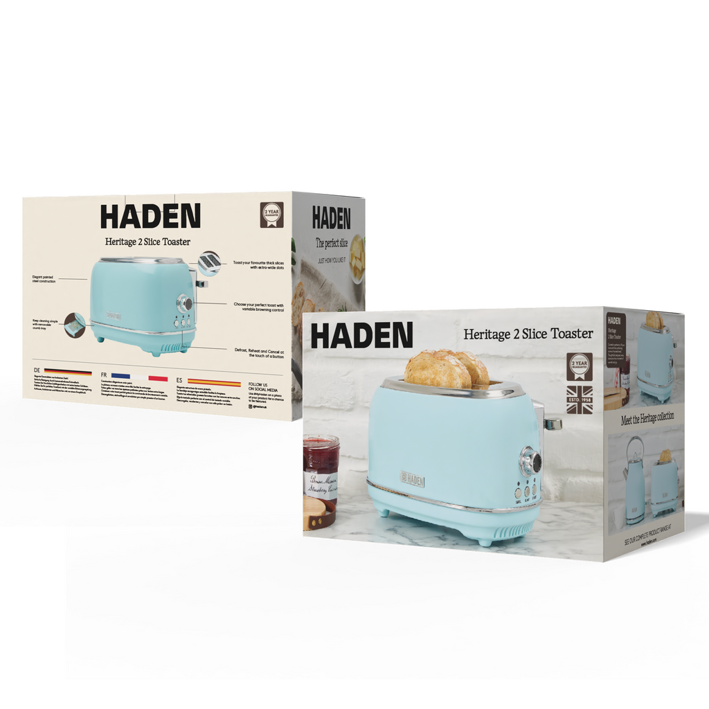 Grille-pain 2 tranches turquoise Haden Heritage