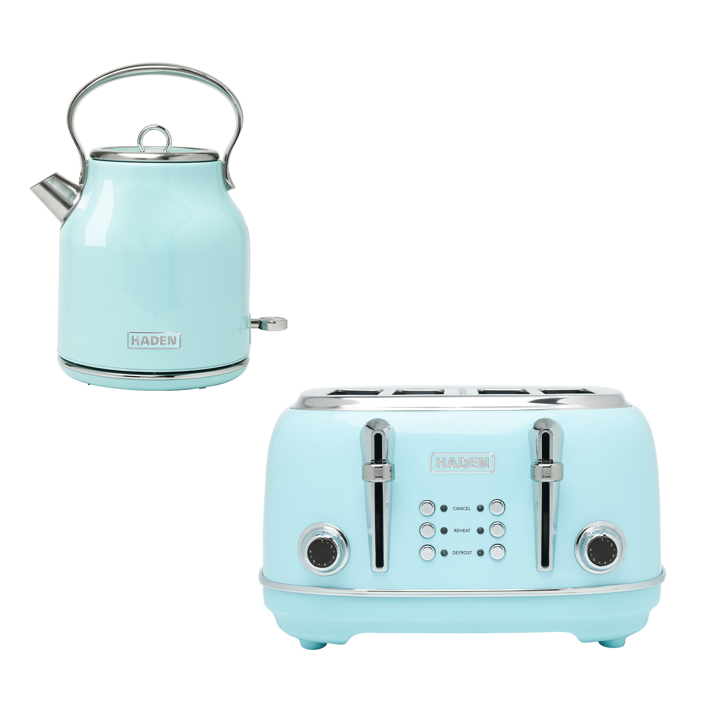 Haden Heritage Turquoise Bundle – Ensemble bouilloire + grille-pain 4 tranches