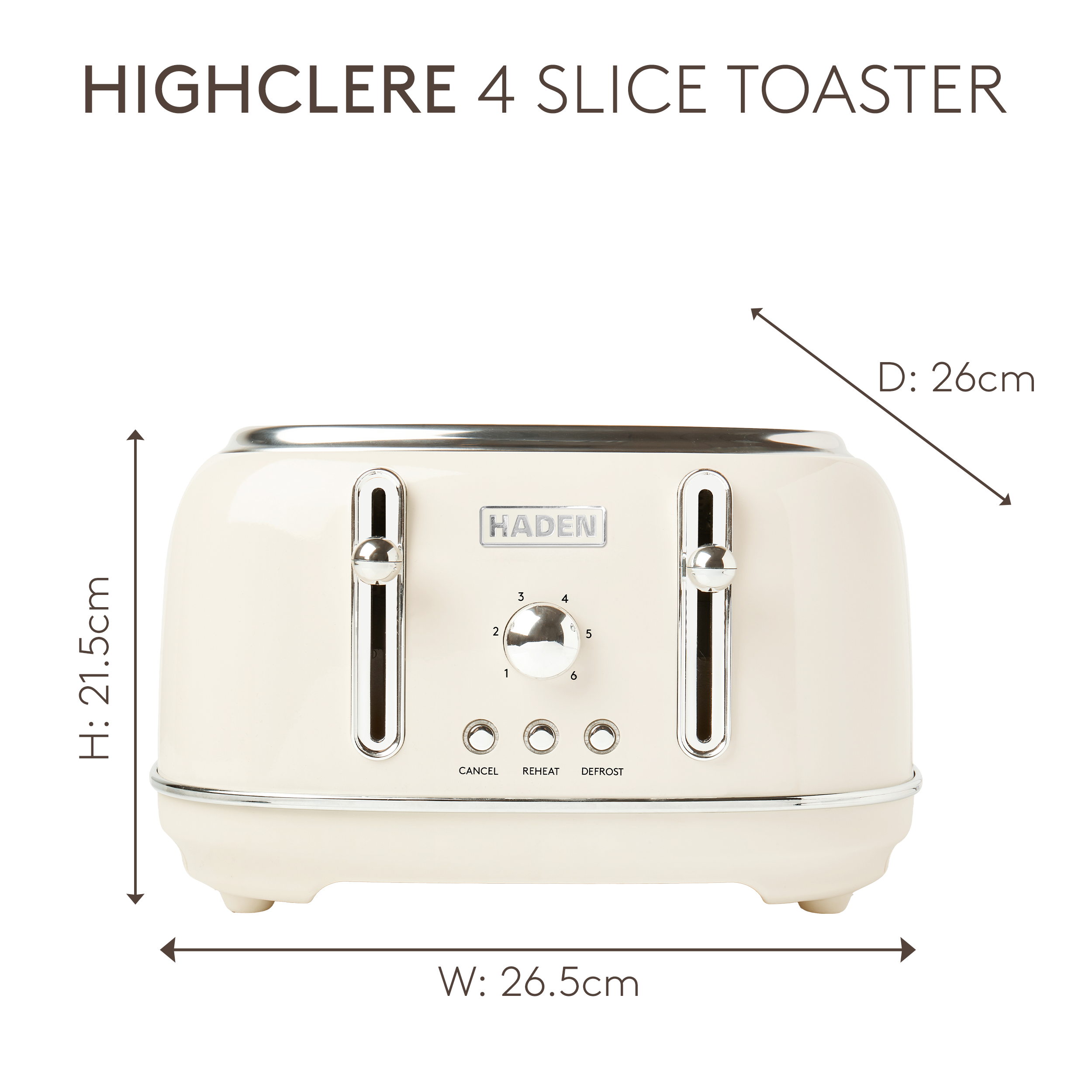 Grille-pain 4 tranches Haden Highclere Cream