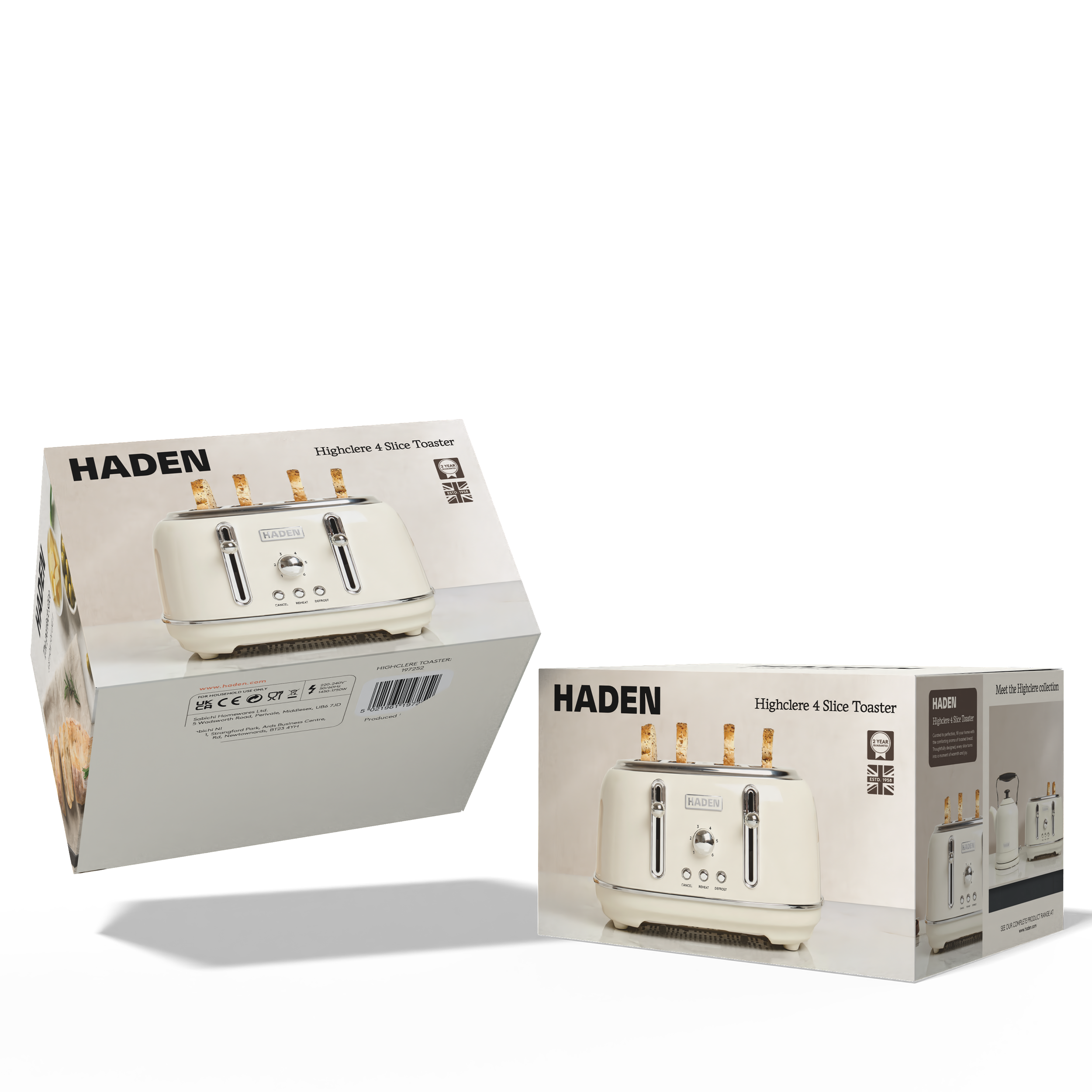 Grille-pain 4 tranches Haden Highclere Cream