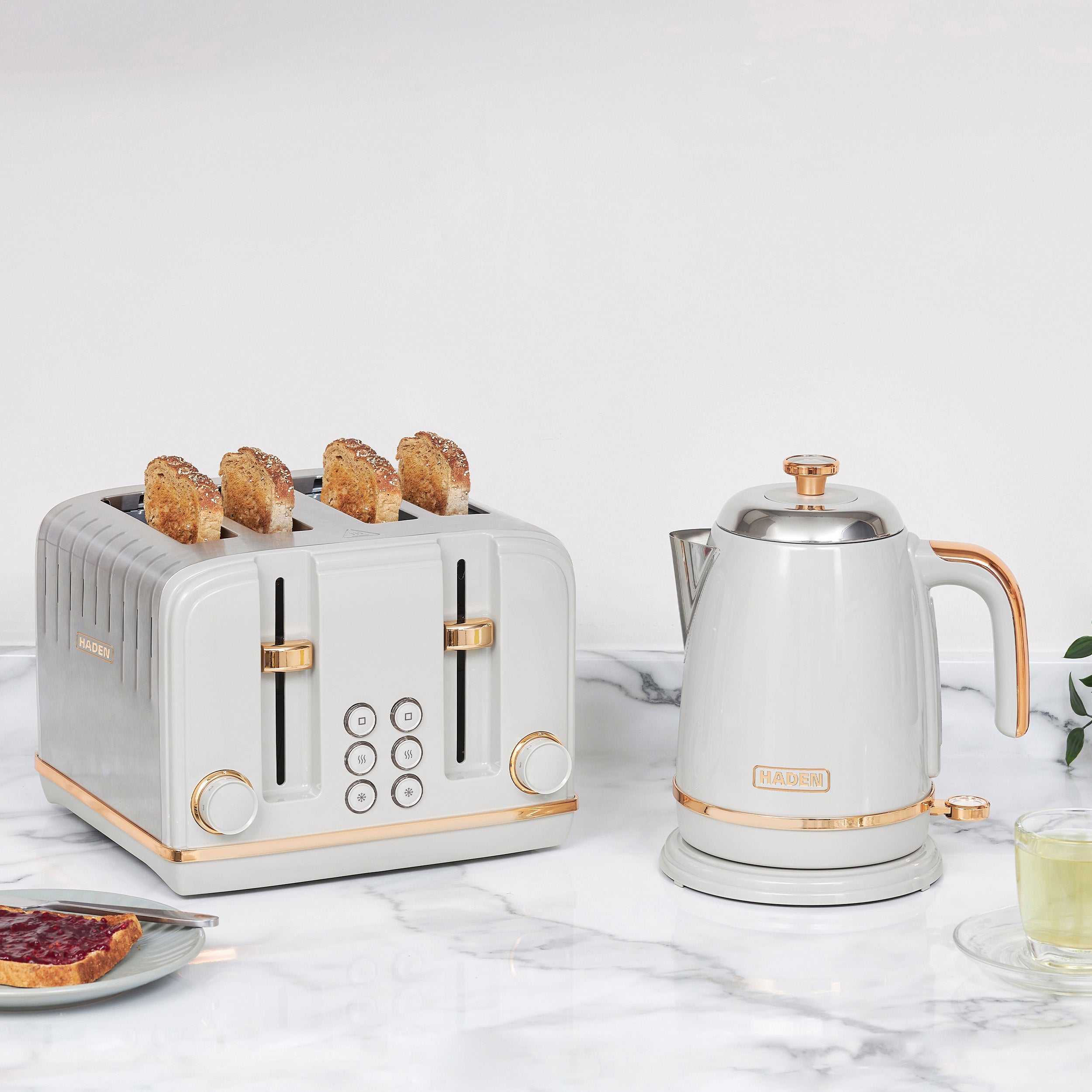 Ensemble bouilloire et grille-pain Salcombe gris et cuivre