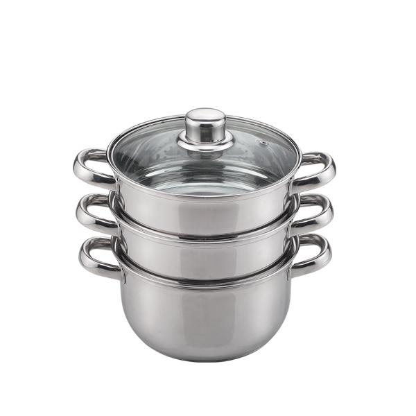 Cuiseur vapeur Essential en acier inoxydable de 18 cm avec couvercle en verre 